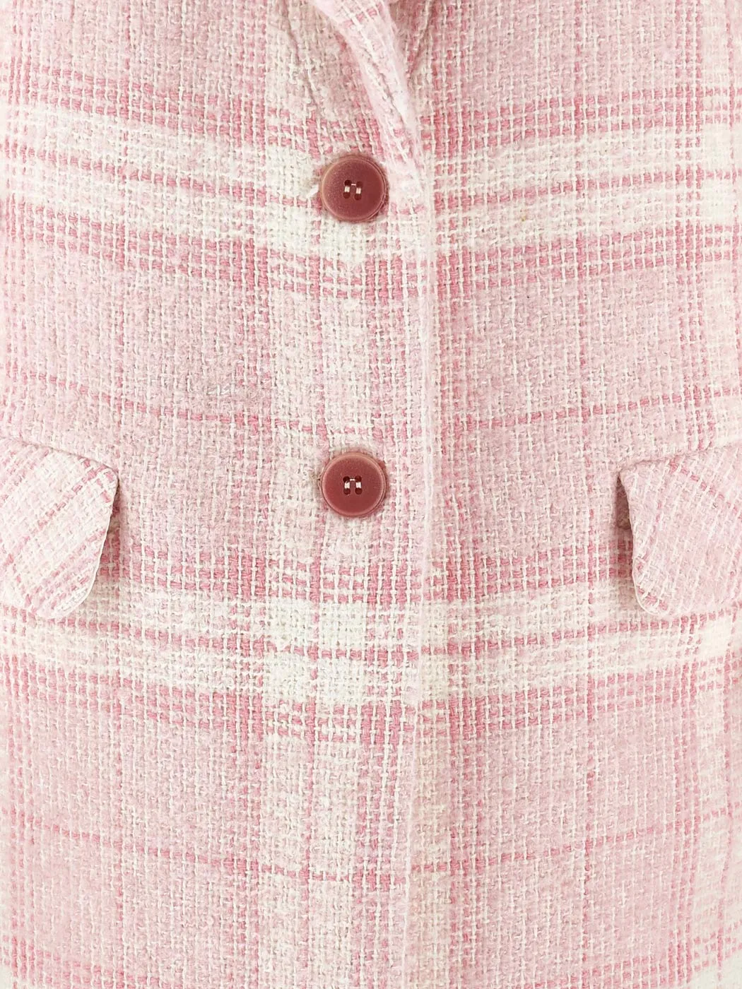 MONNALISA Pink Tartan bouclé coat for girl-17B109