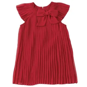 Mudpie Infant & Toddler Girls Claret Pleated Dress