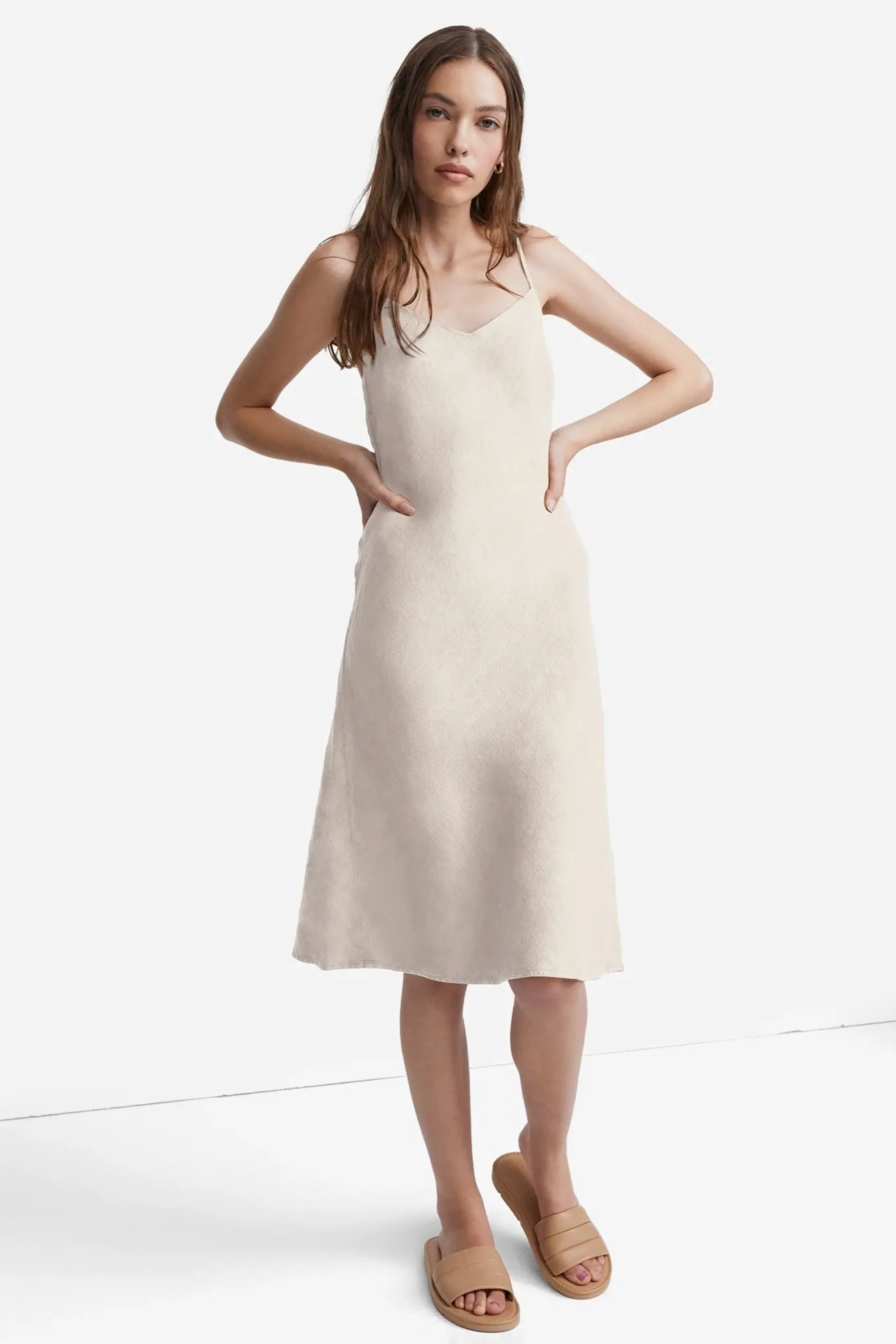 Natural Linen Slip Dress