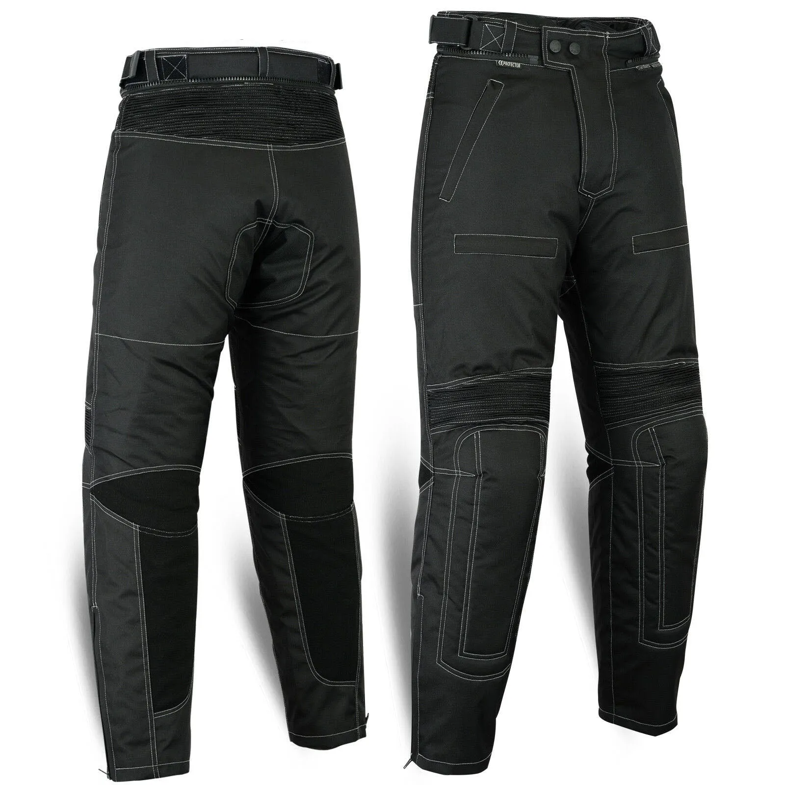 NEW Motorcycle Bikers Cordura Textile Waterproof Trousers Pants Armoured Black