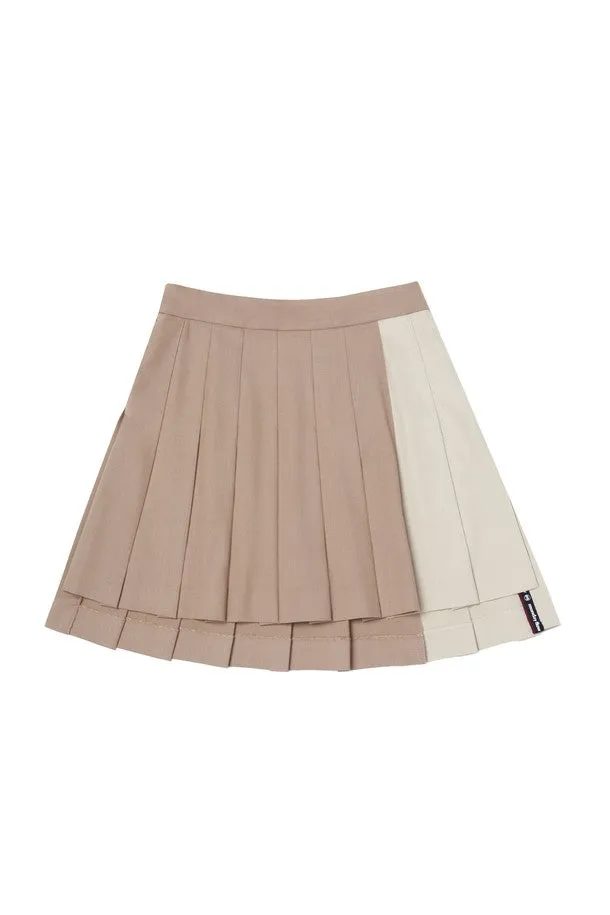 New Pleated Colored Skirt_Beige