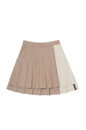 New Pleated Colored Skirt_Beige