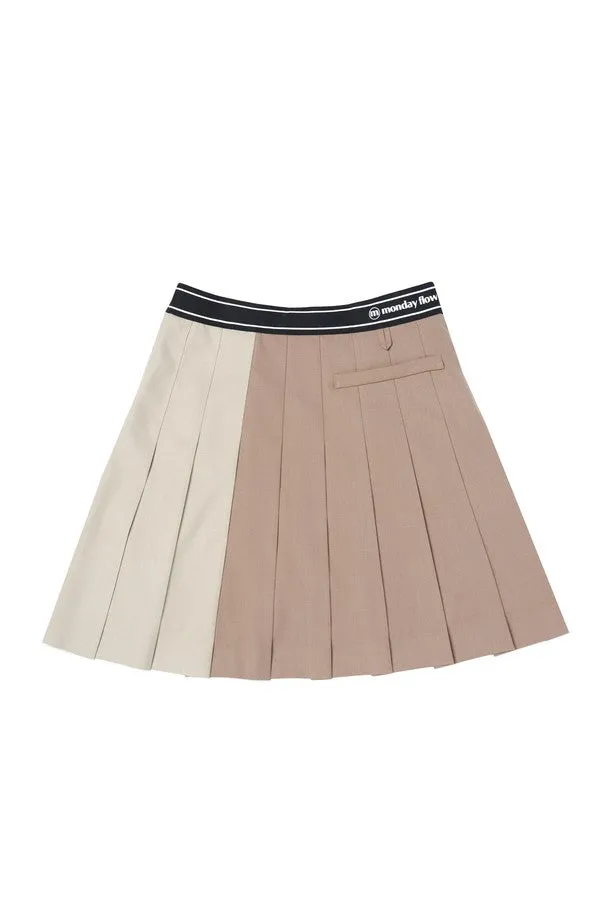 New Pleated Colored Skirt_Beige