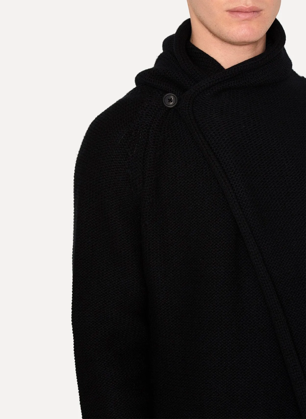 New Wool Hooded Long Knit Coat