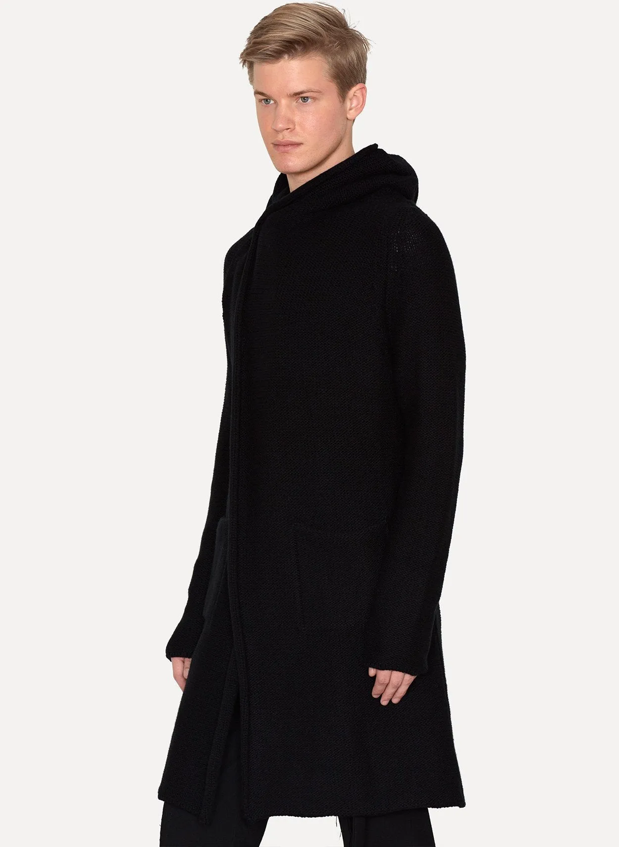 New Wool Hooded Long Knit Coat