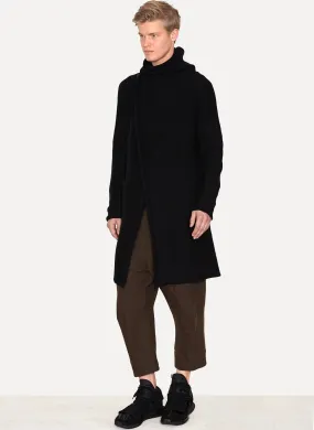 New Wool Hooded Long Knit Coat