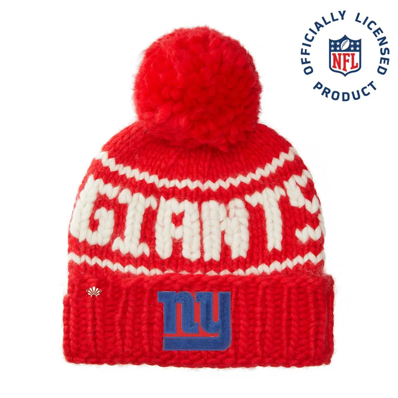 NEW YORK GIANTS LELE SADOUGHI X NFL RED BEANIE YARN POM