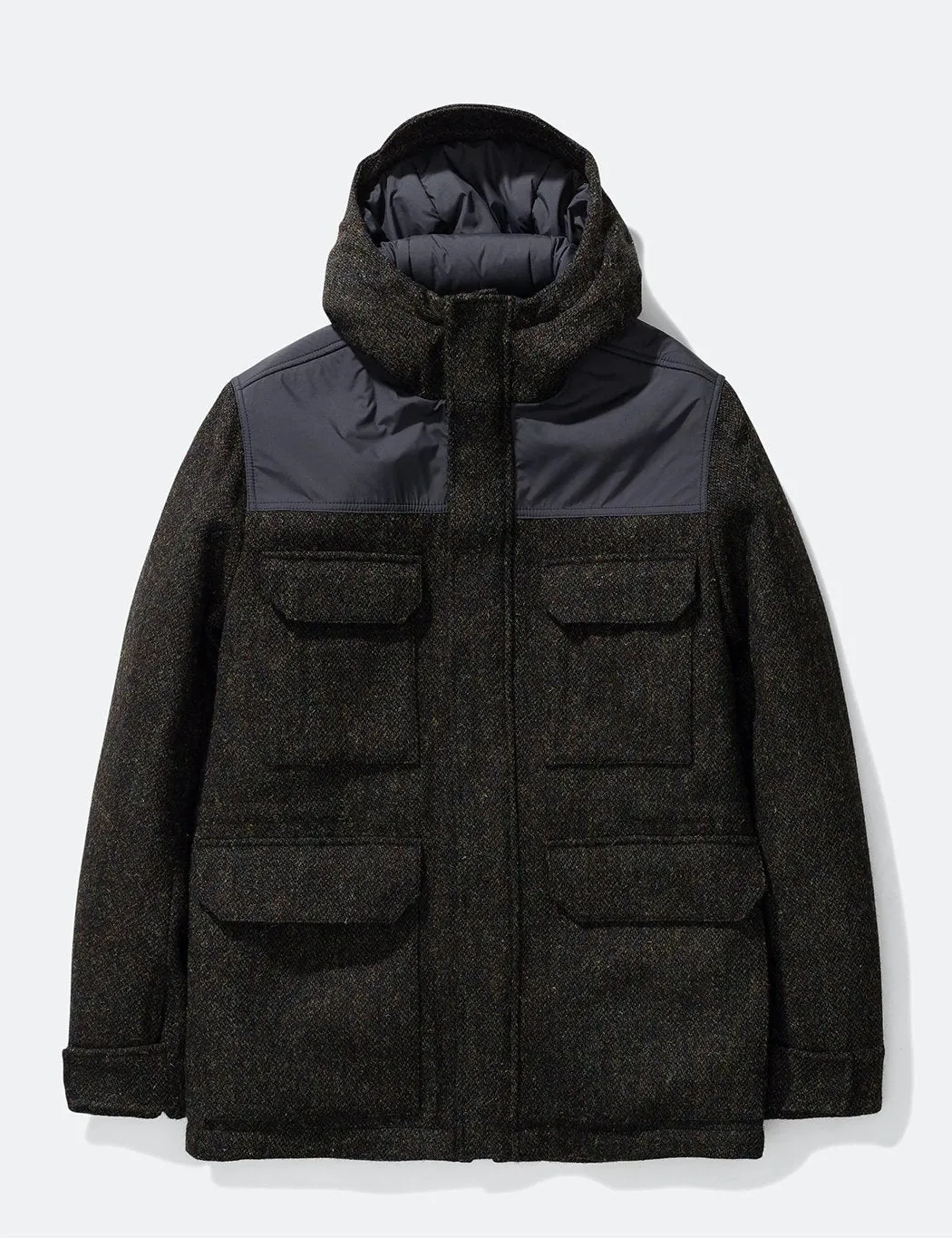 Norse Projects Nunk Harris Tweed Coat - Black Multi