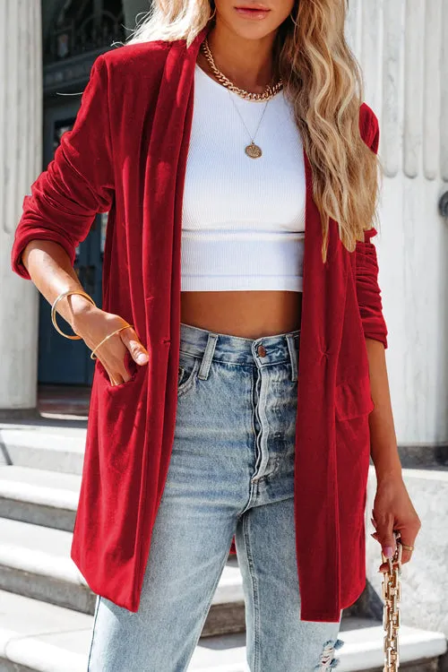 Officially Impressive Velvet Long Sleeve Blazer - 7 Colors