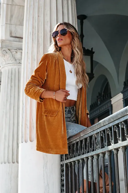 Officially Impressive Velvet Long Sleeve Blazer - 7 Colors