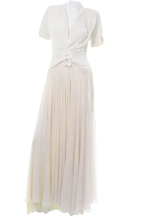 Original by Miss America Ivory 1940s Full Sweep Evening Dress w/ Bows