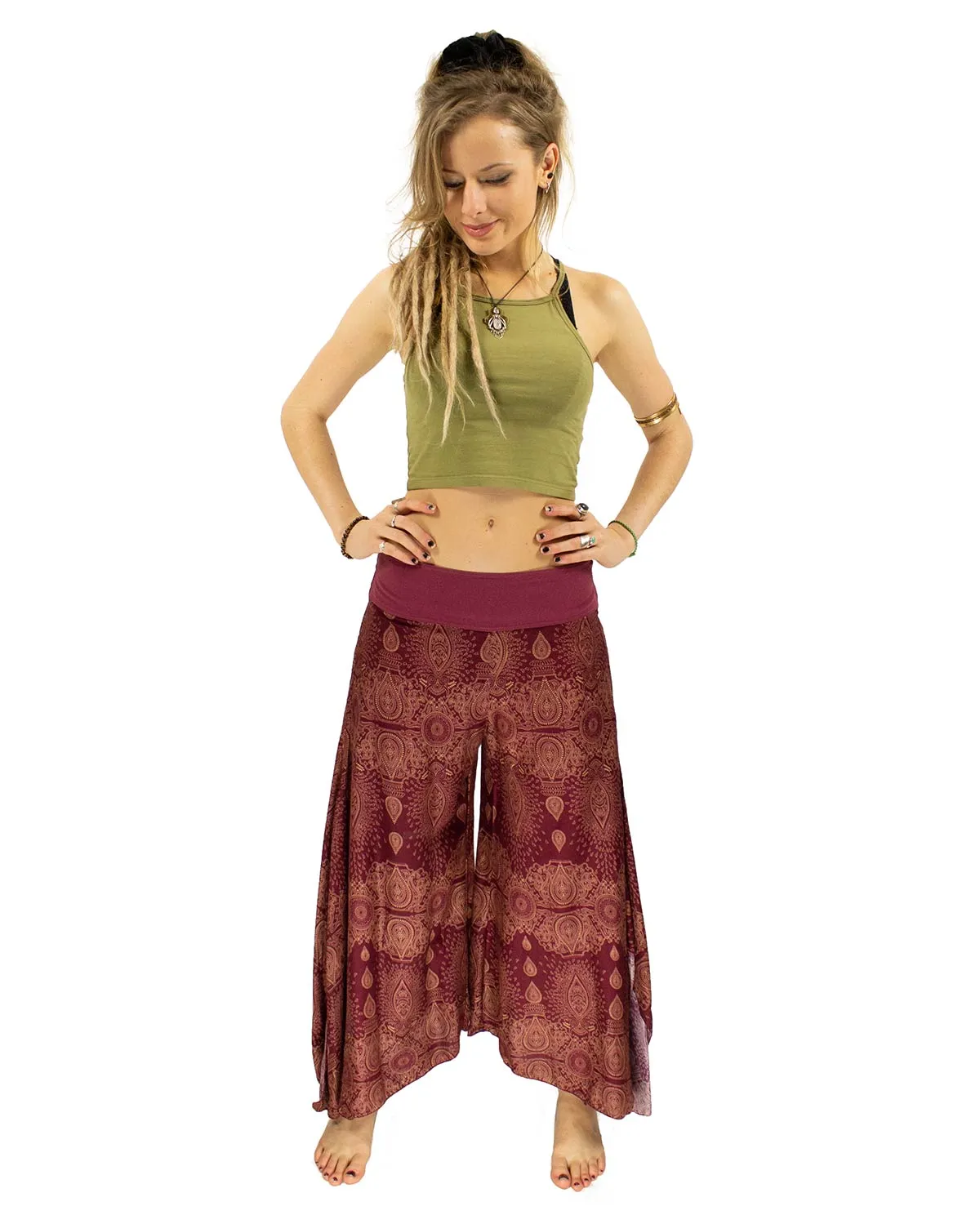 Palazzo Harem Pants Dark Red