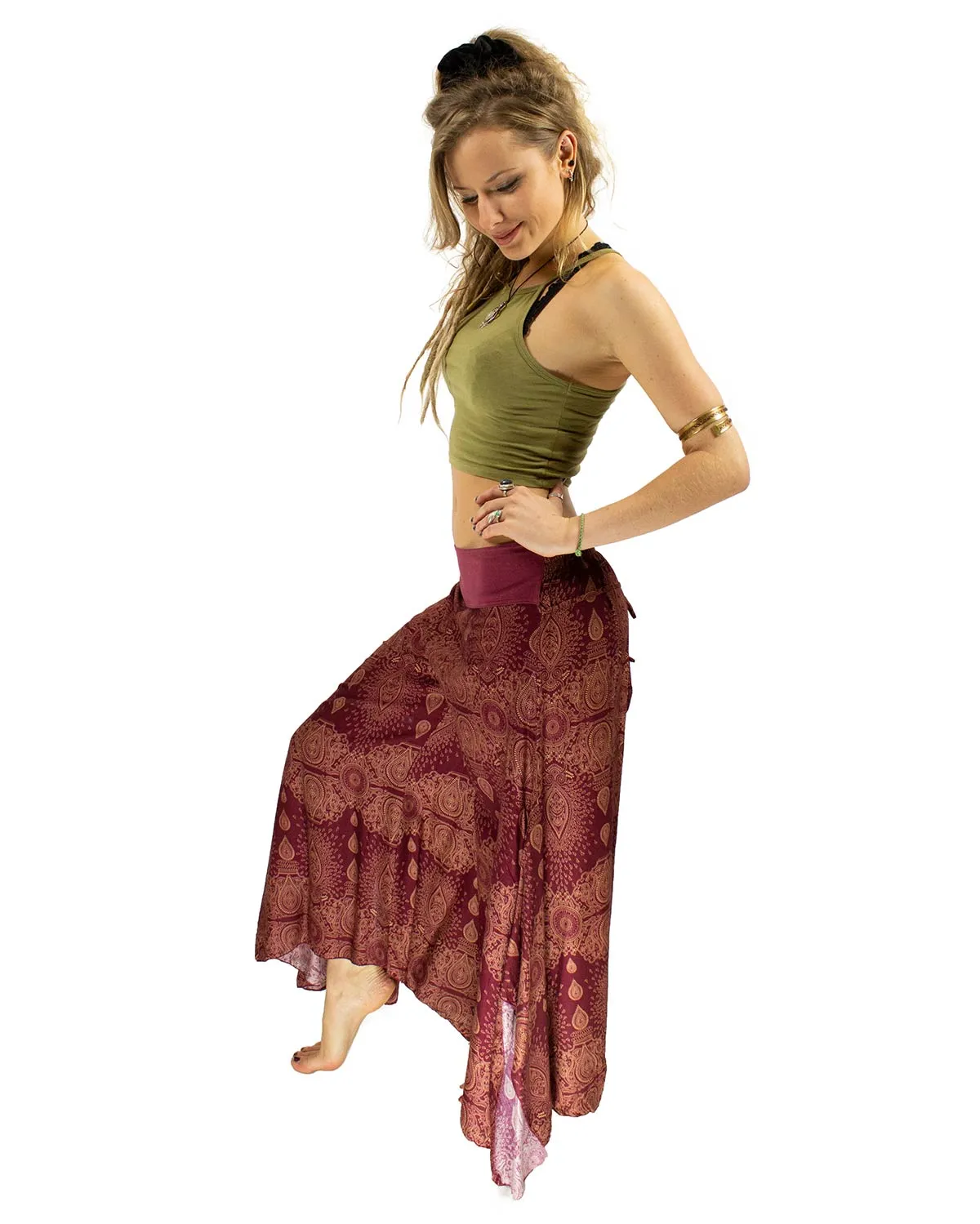 Palazzo Harem Pants Dark Red