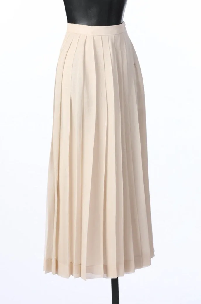 Peggy Jennings Cream Pleated Midi Button Wrap Skirt