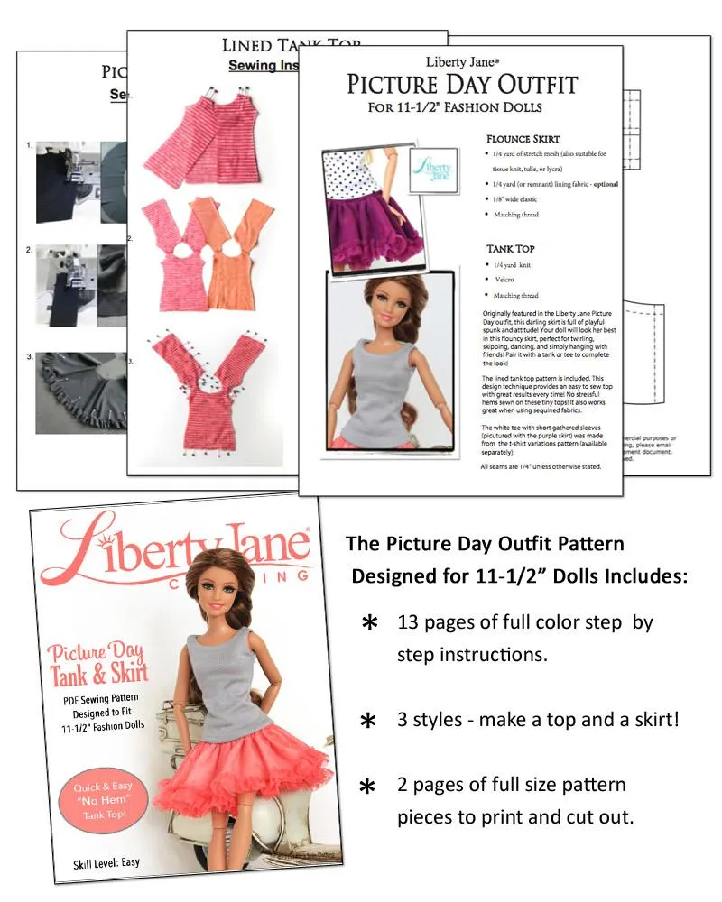 Picture Day Skirt & Tank for 11-1/2" Fashion Dolls