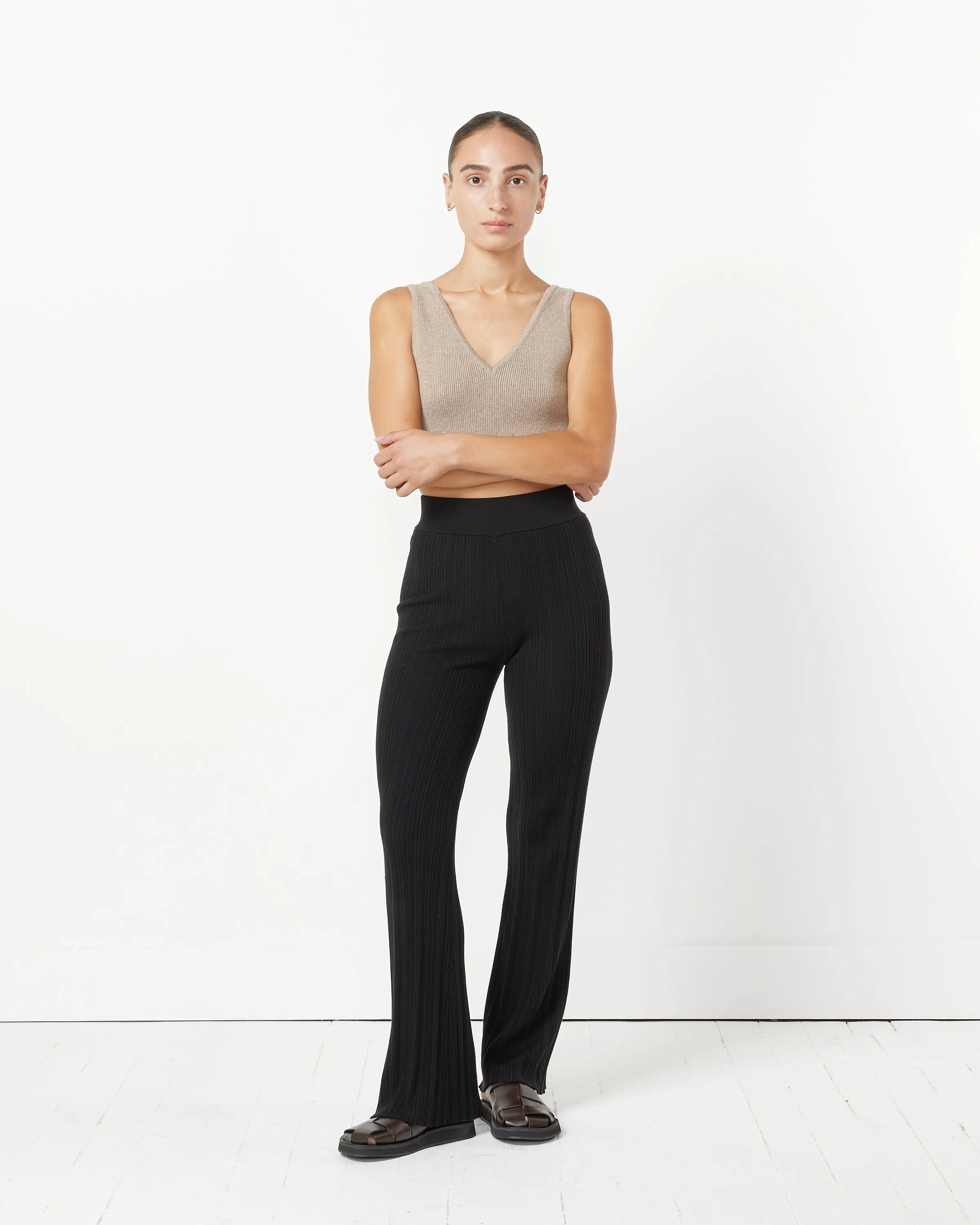 Pleat Knit Pants in Black