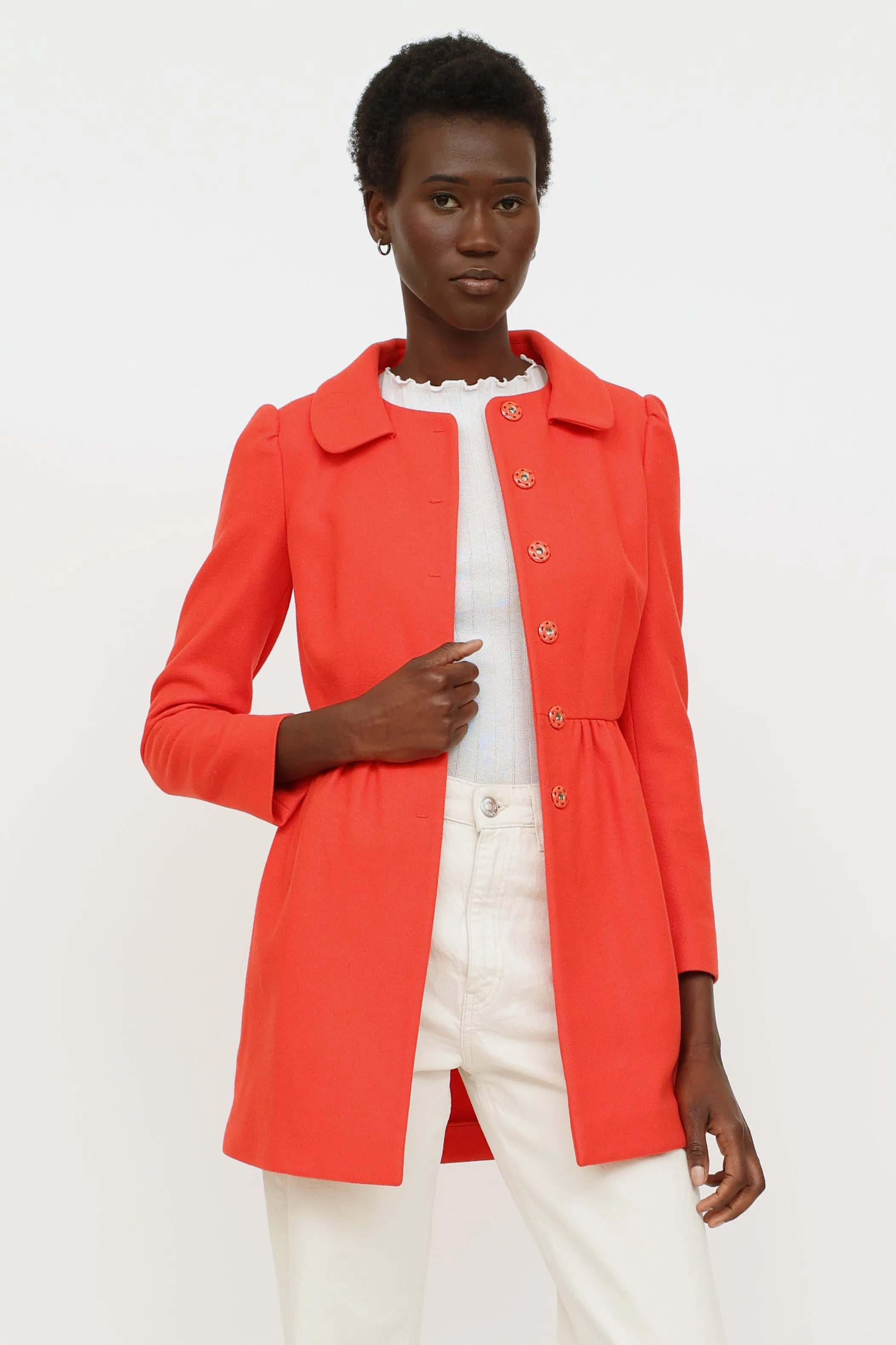 Pleat Snap Button Coat