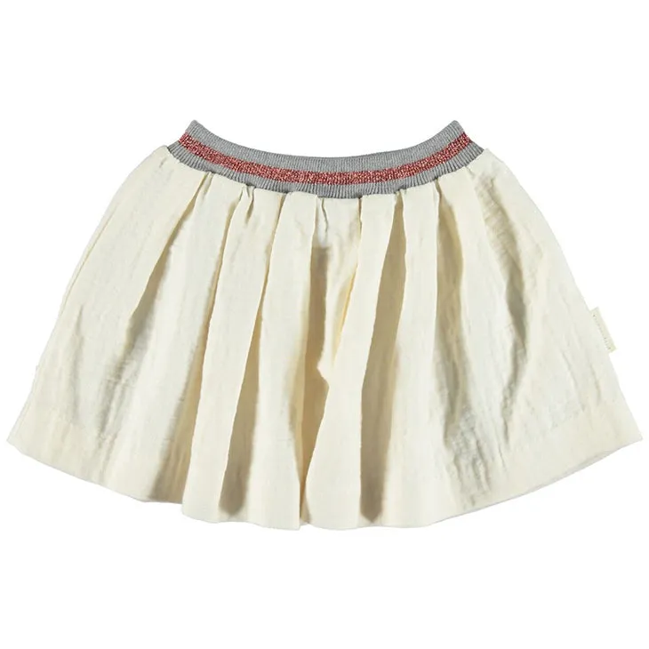 Pleated Skirt, Ecru with Lurex Rib