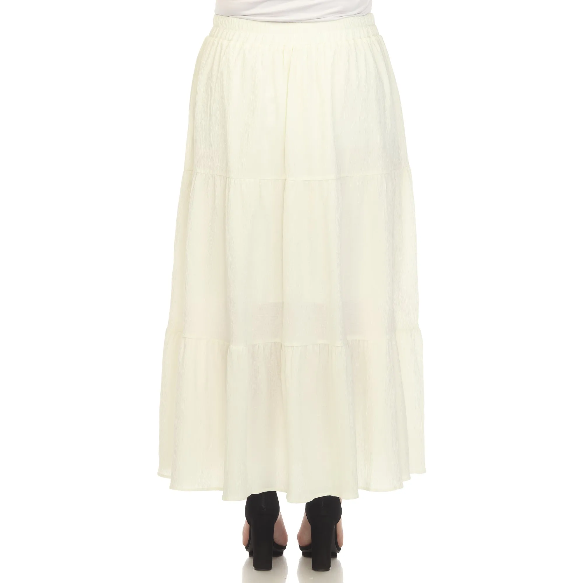 Pleated Tiered Maxi Skirt - Plus