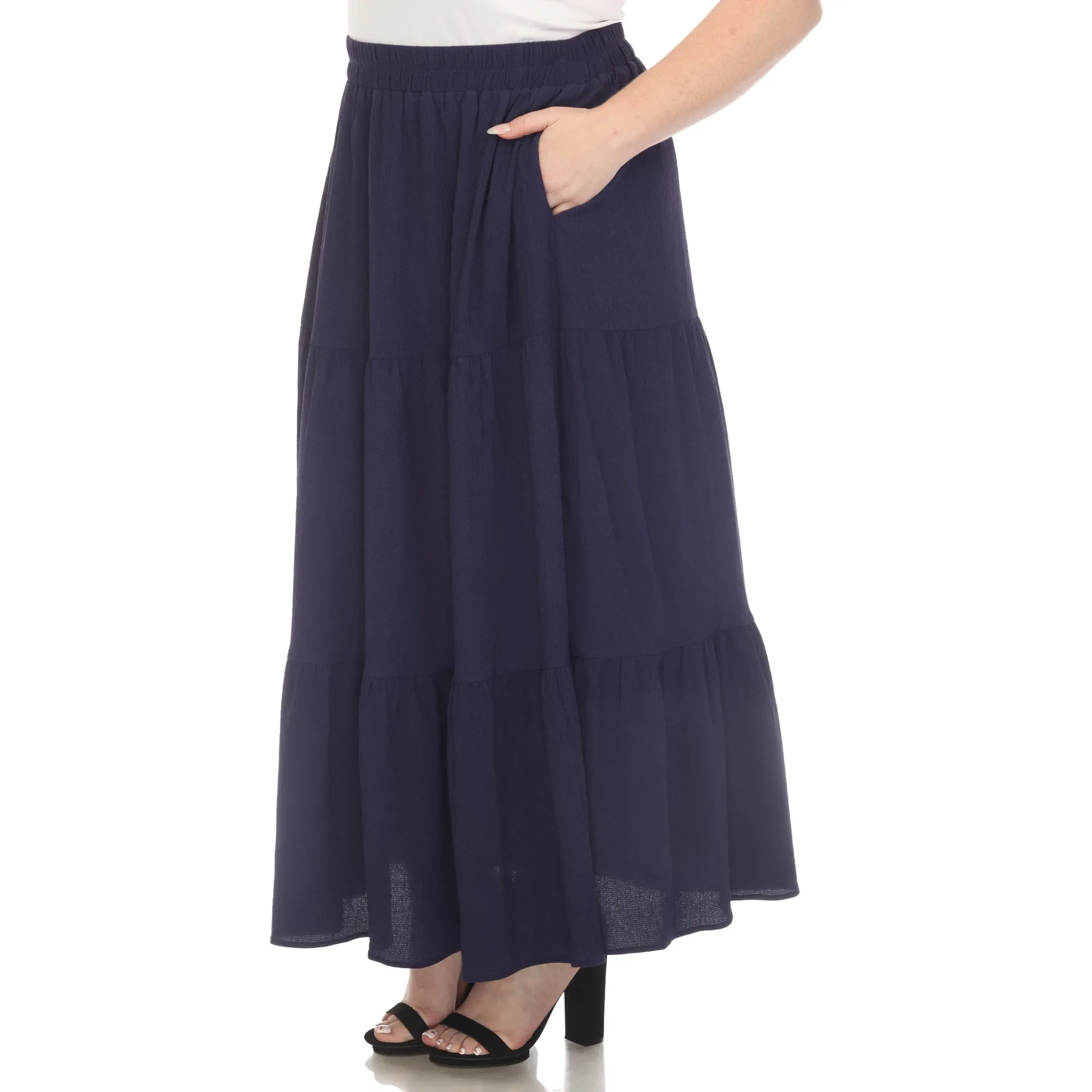 Pleated Tiered Maxi Skirt - Plus