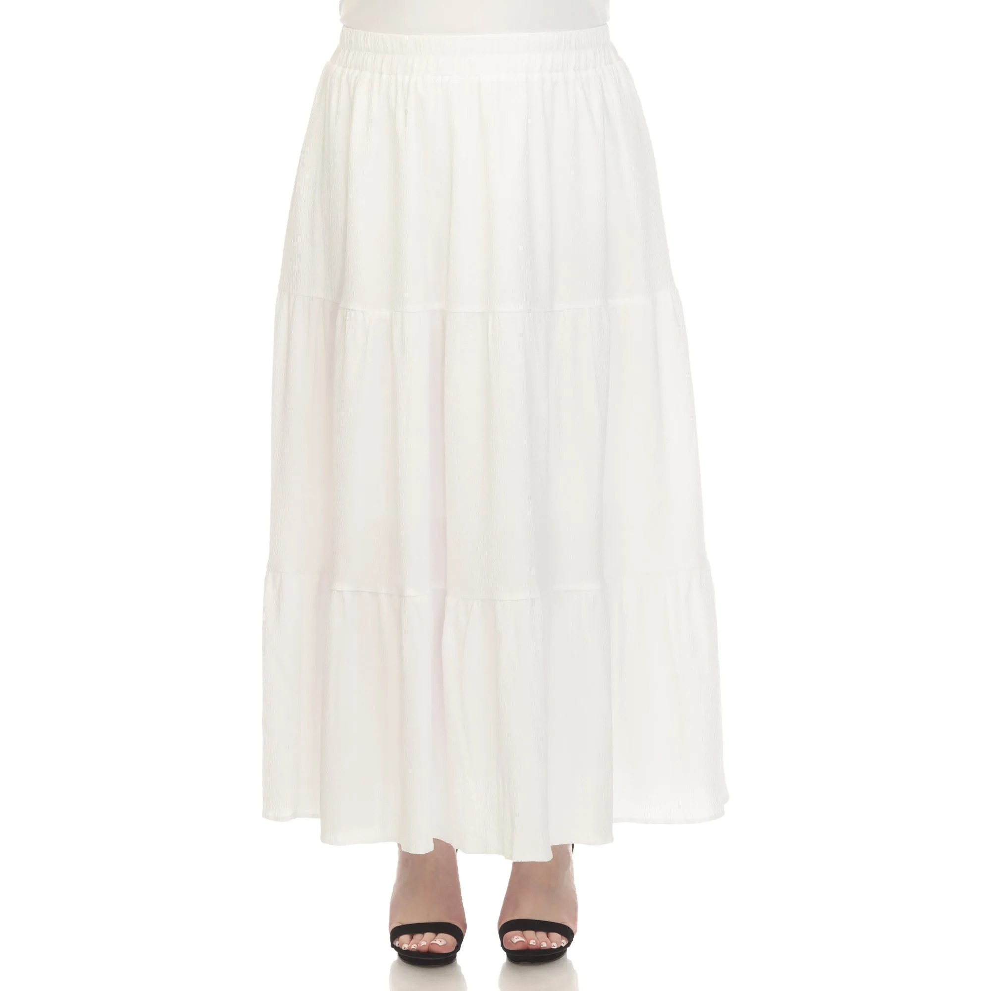 Pleated Tiered Maxi Skirt - Plus