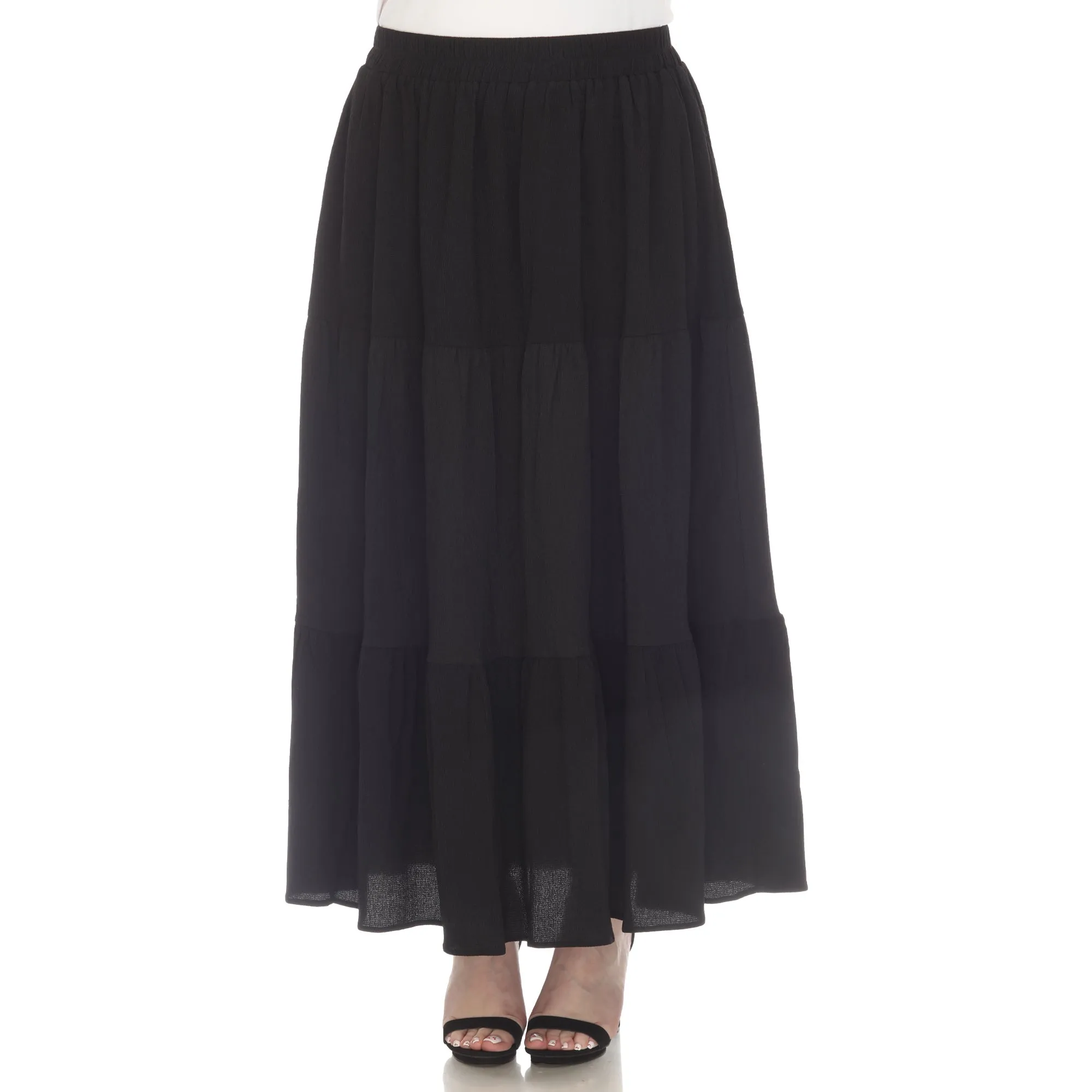 Pleated Tiered Maxi Skirt - Plus