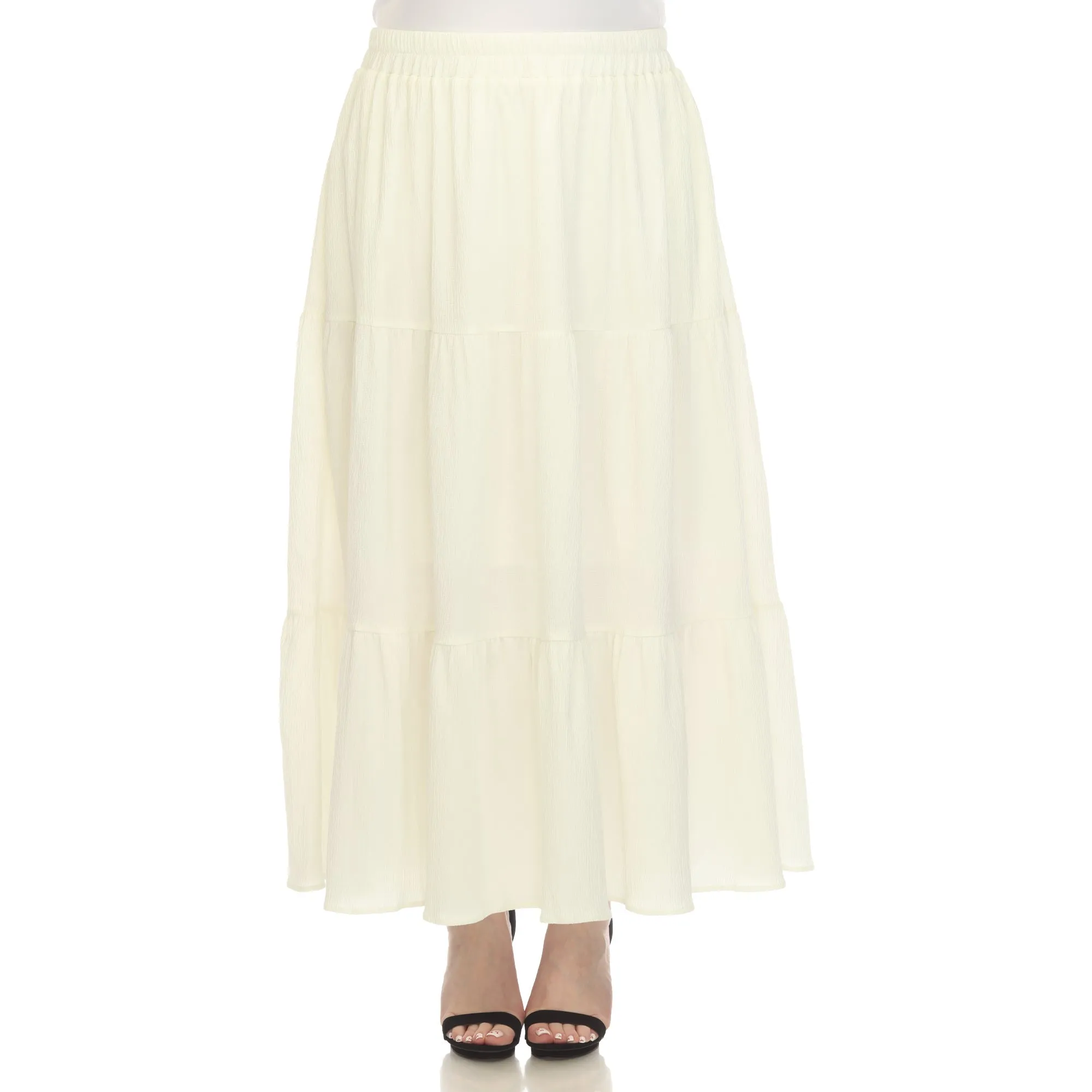 Pleated Tiered Maxi Skirt - Plus