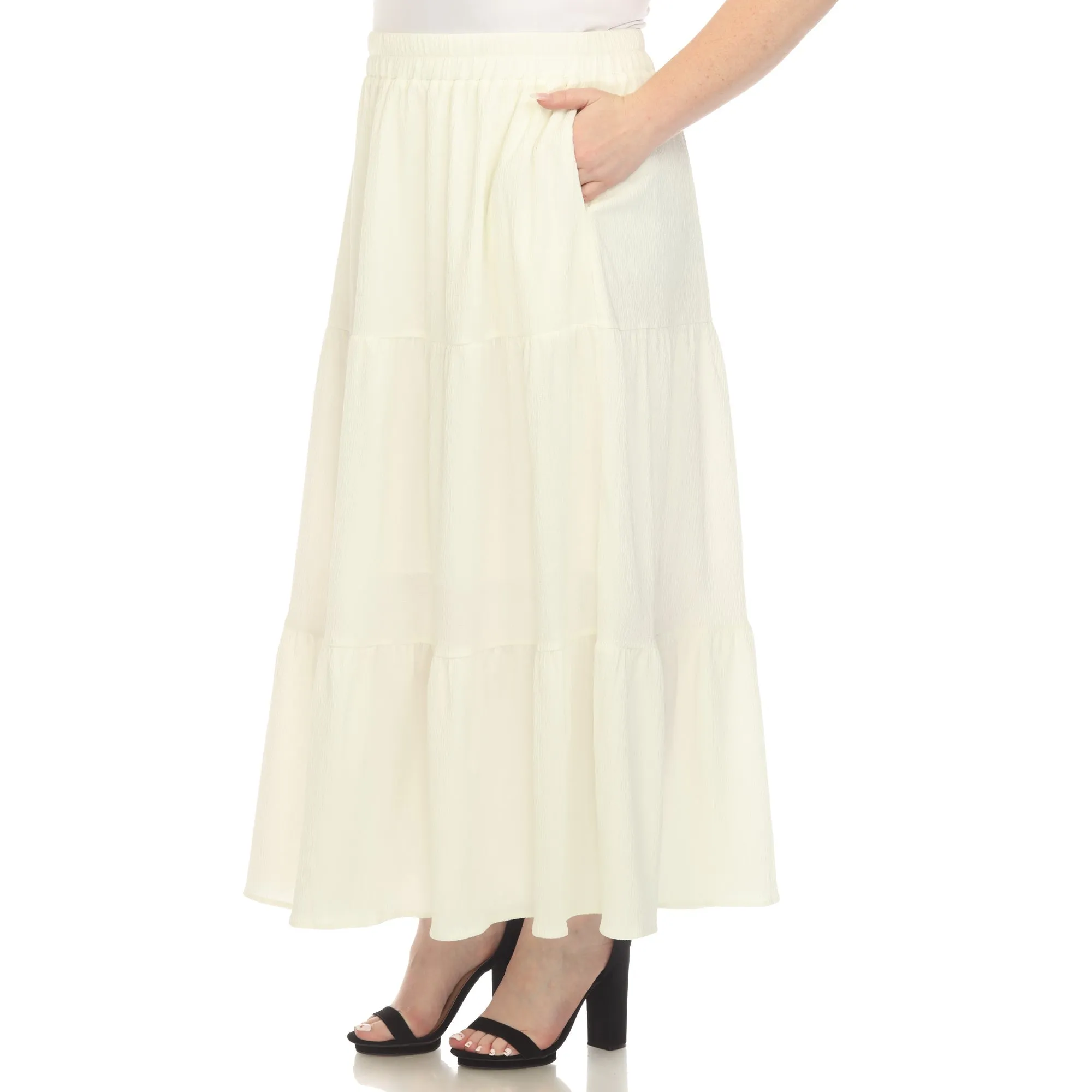 Pleated Tiered Maxi Skirt - Plus