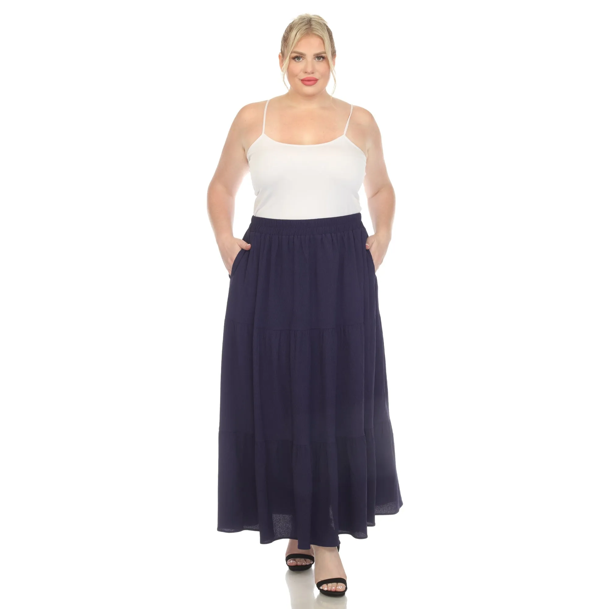 Pleated Tiered Maxi Skirt - Plus