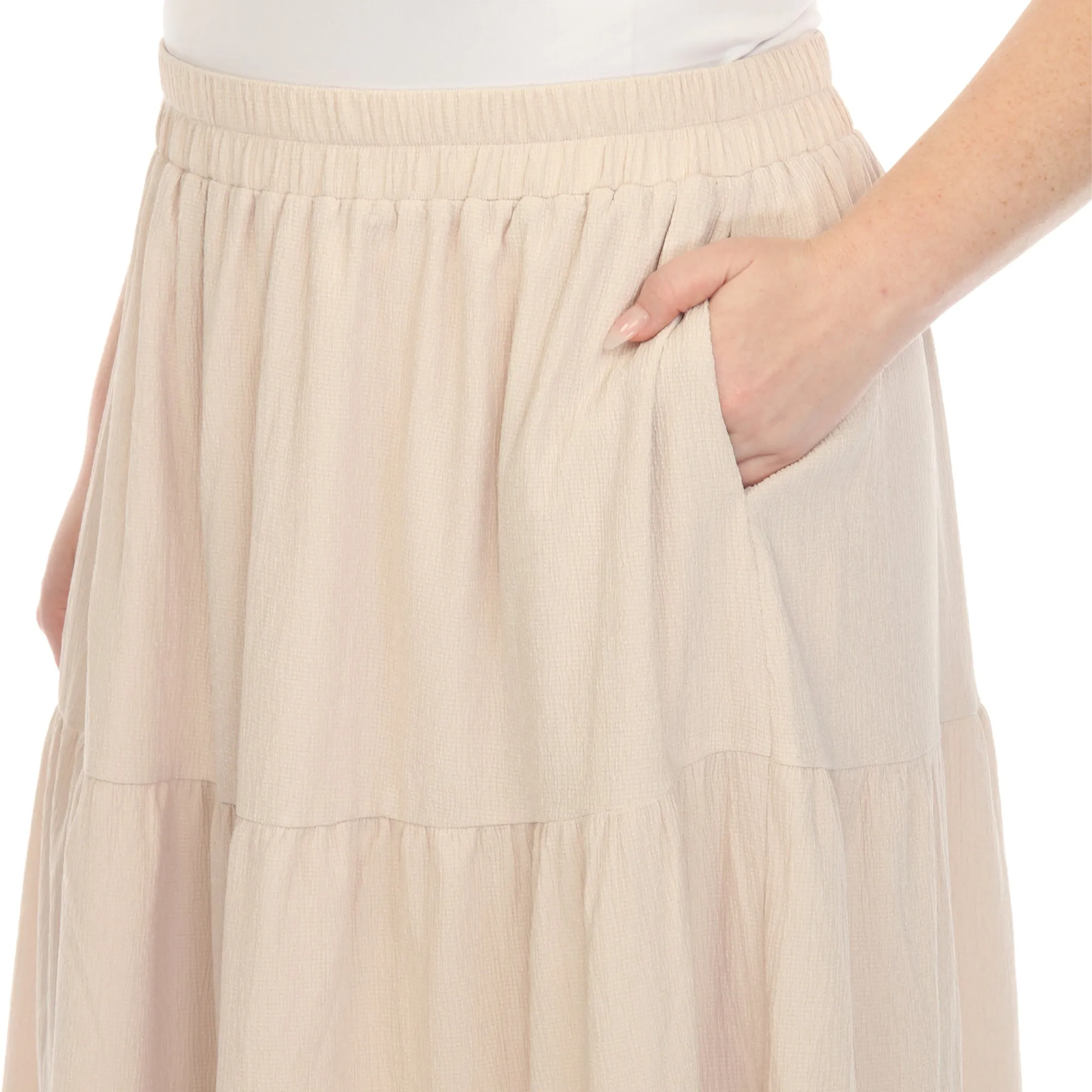 Pleated Tiered Maxi Skirt - Plus