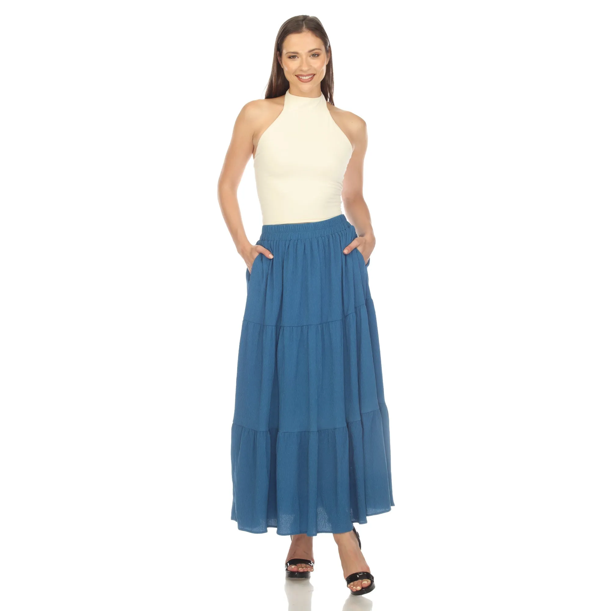 Pleated Tiered Maxi Skirt