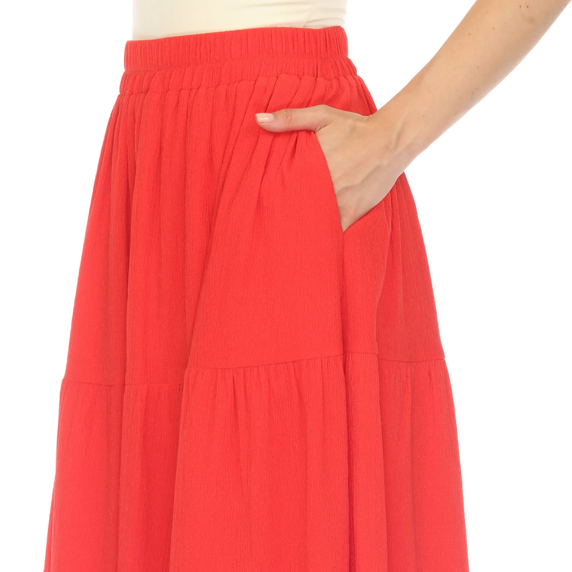 Pleated Tiered Maxi Skirt