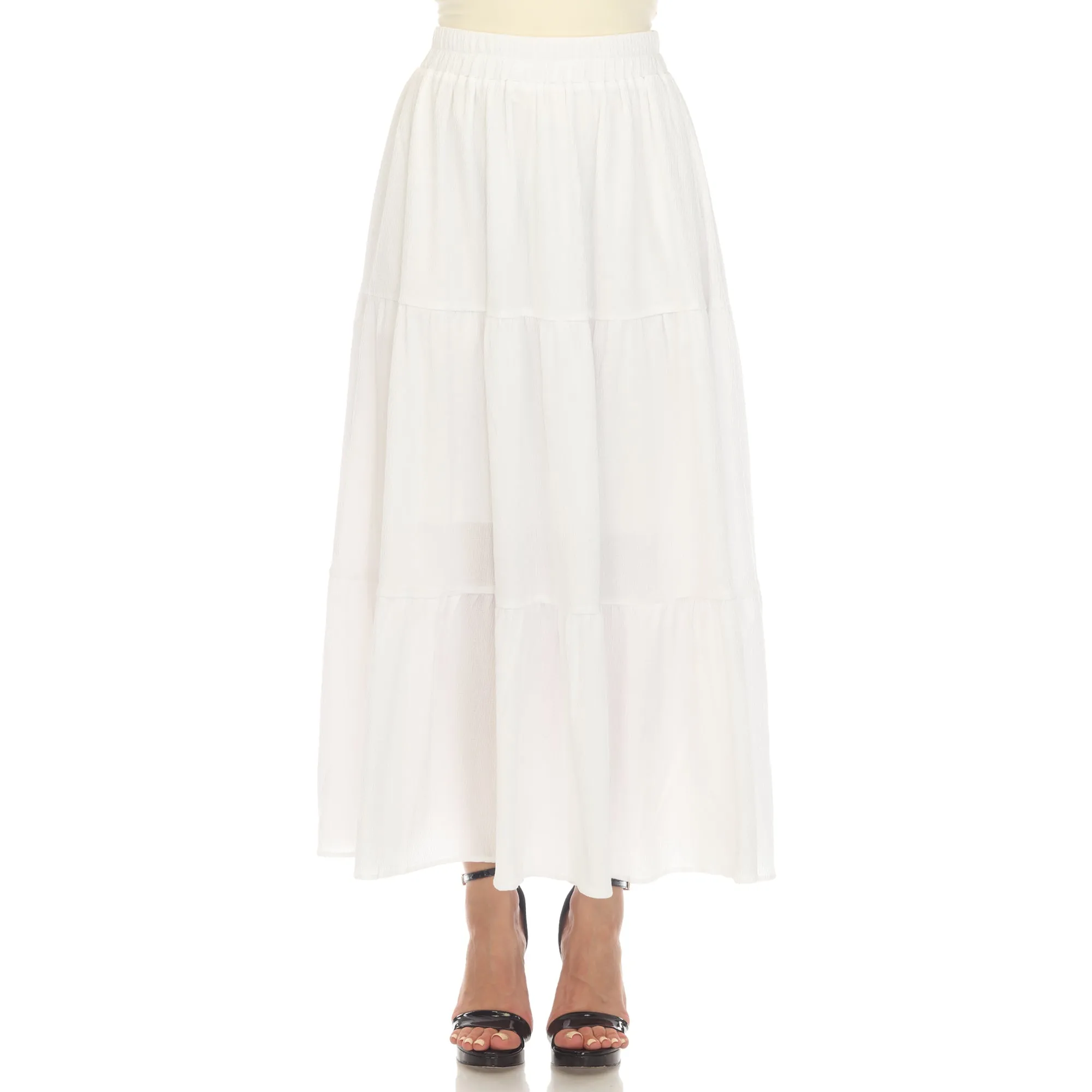 Pleated Tiered Maxi Skirt