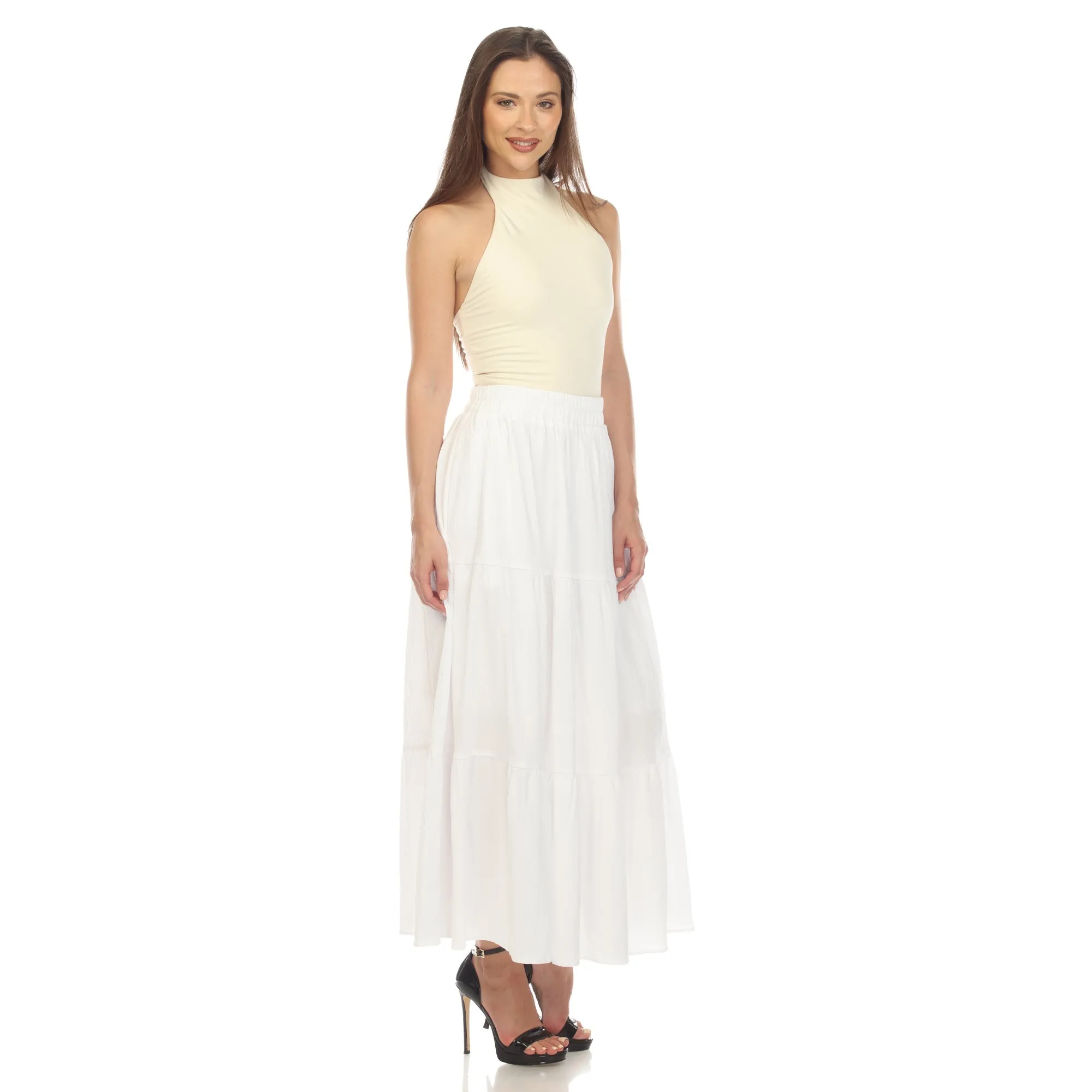 Pleated Tiered Maxi Skirt