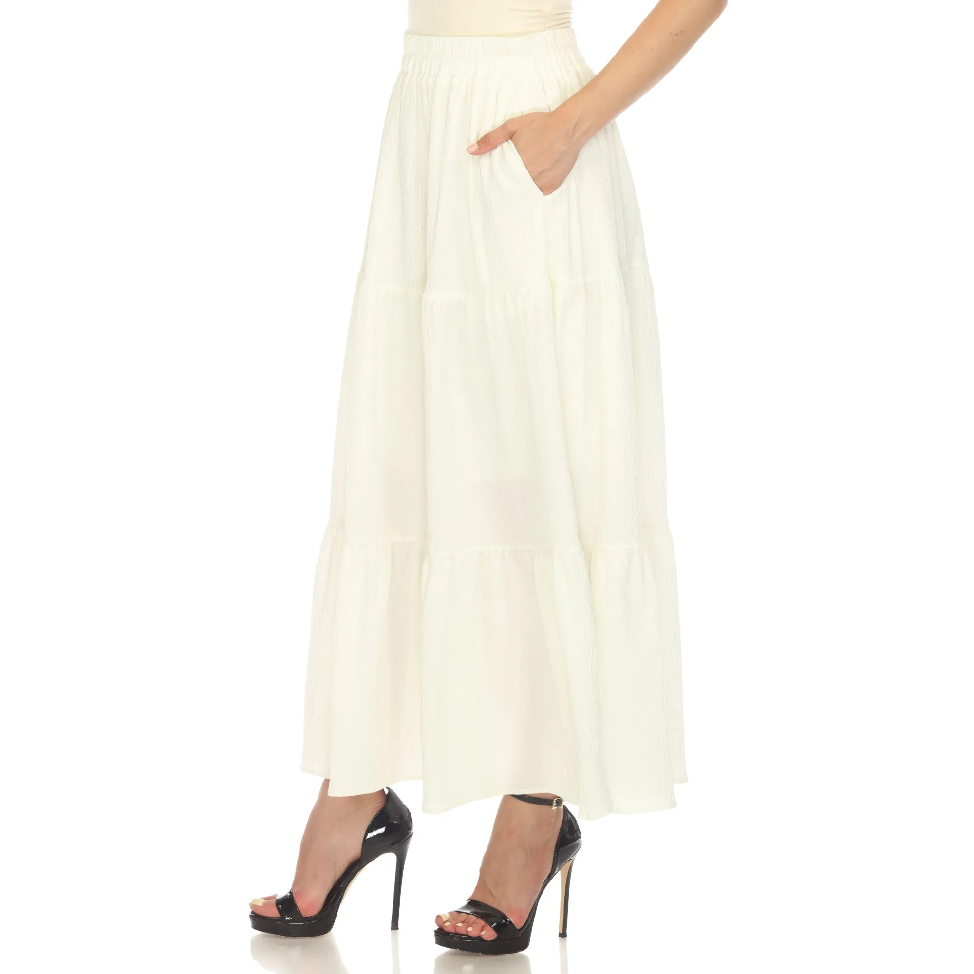 Pleated Tiered Maxi Skirt