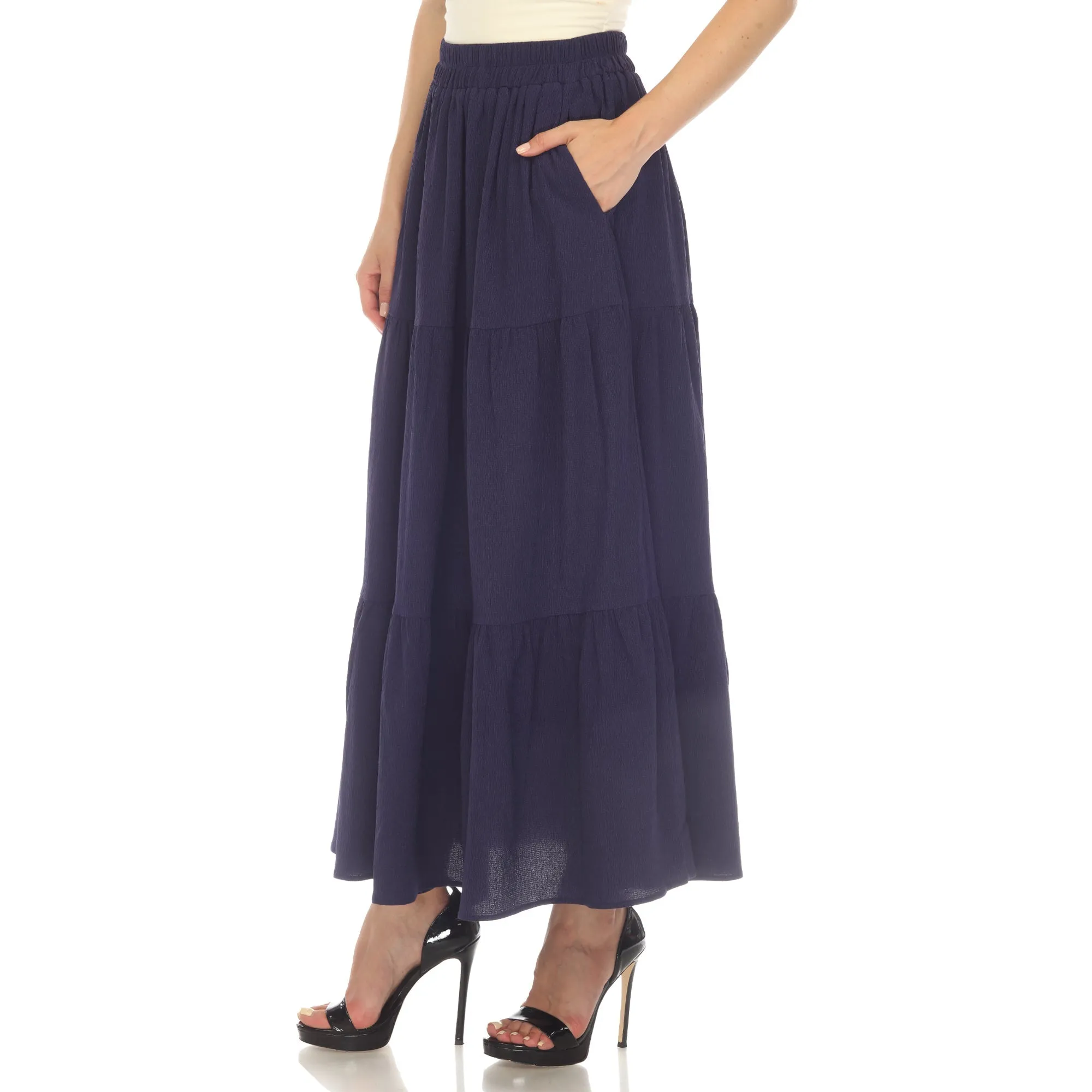 Pleated Tiered Maxi Skirt