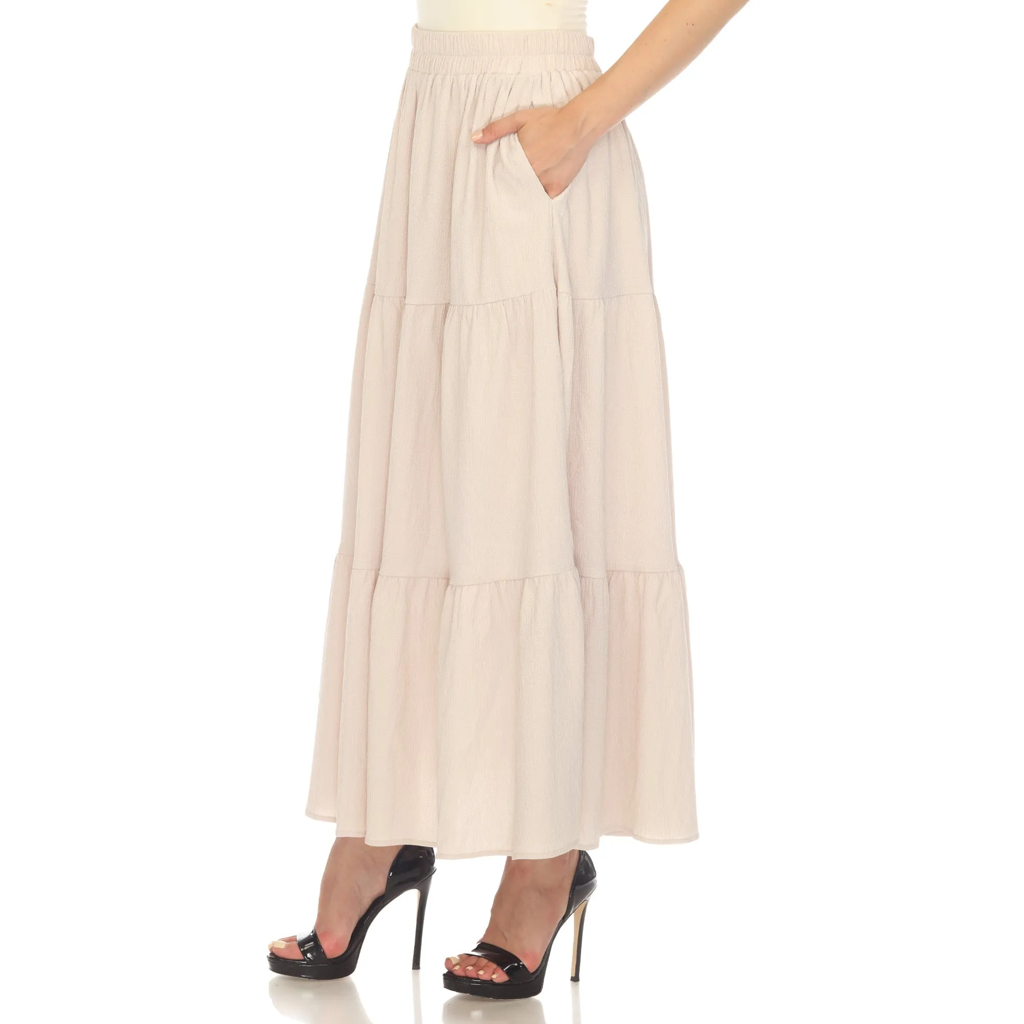 Pleated Tiered Maxi Skirt