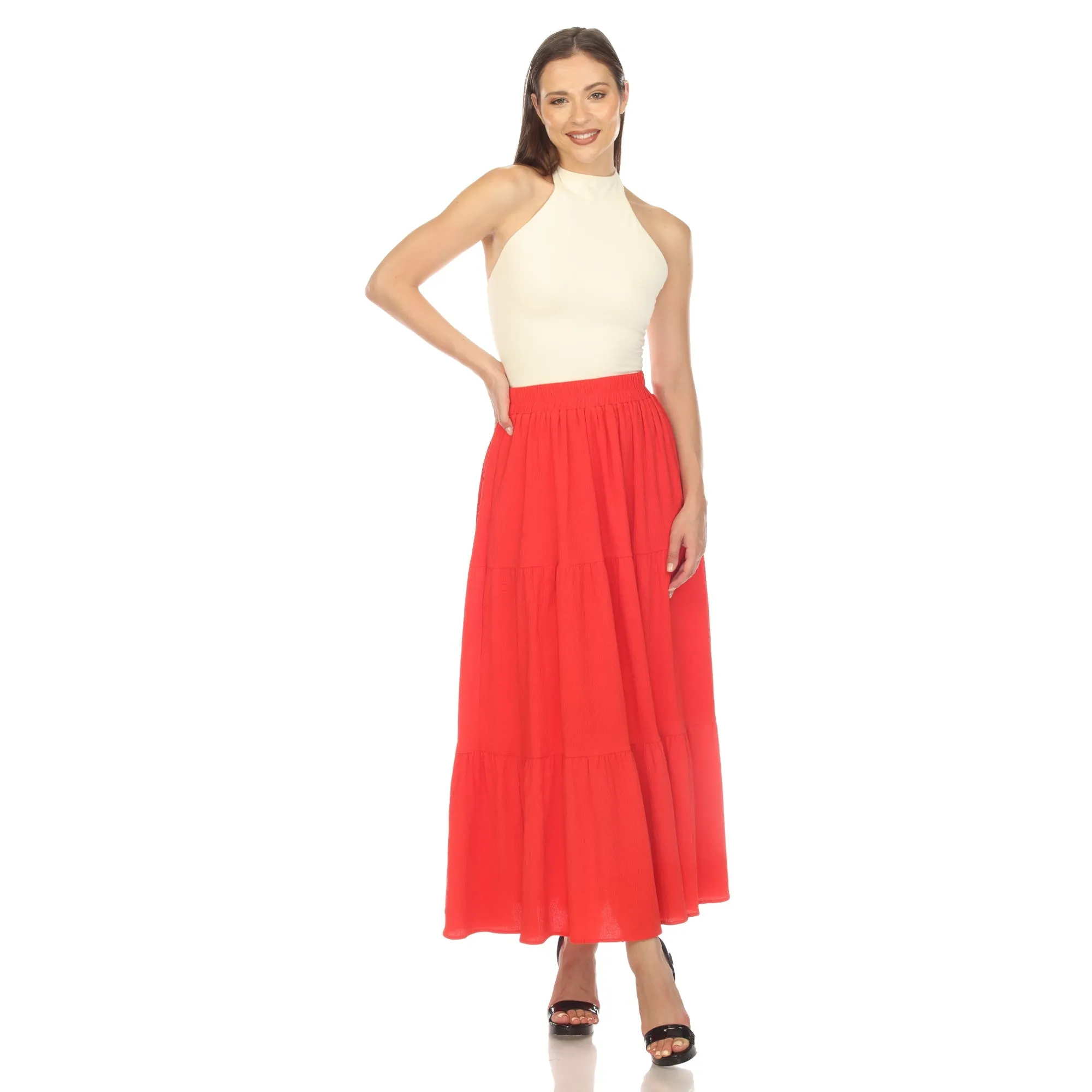 Pleated Tiered Maxi Skirt