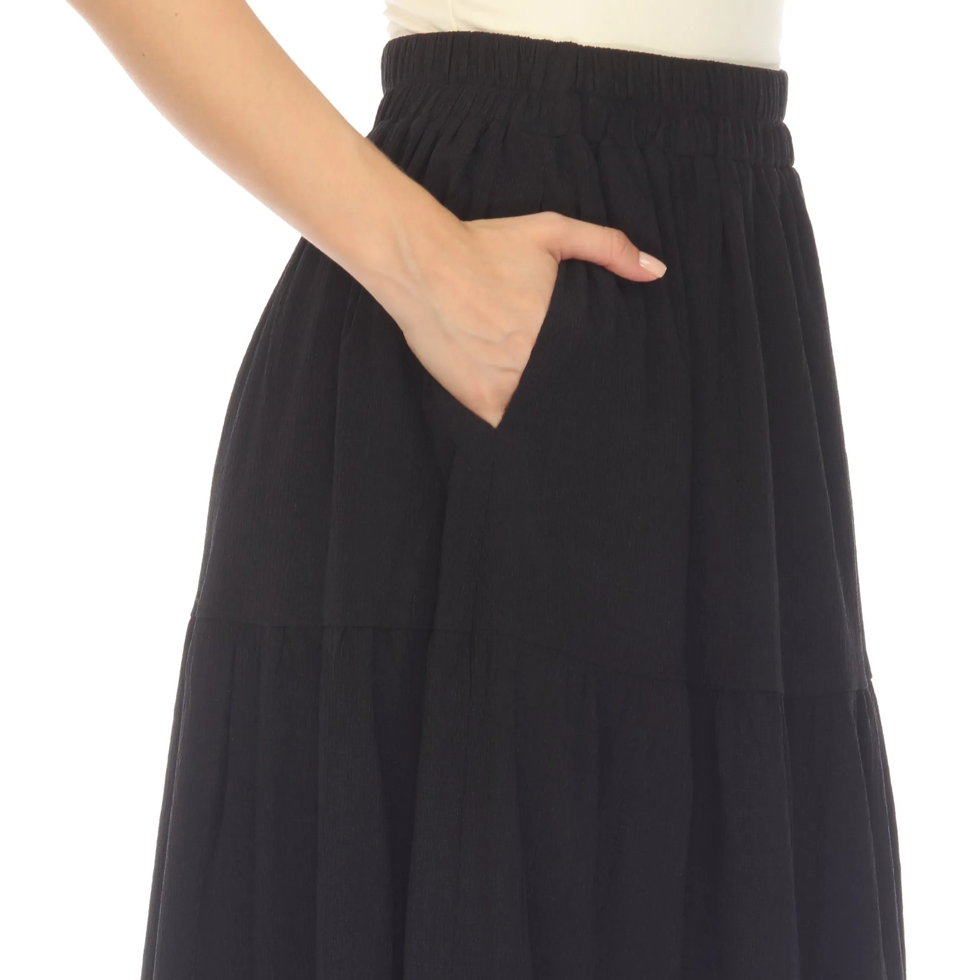 Pleated Tiered Maxi Skirt