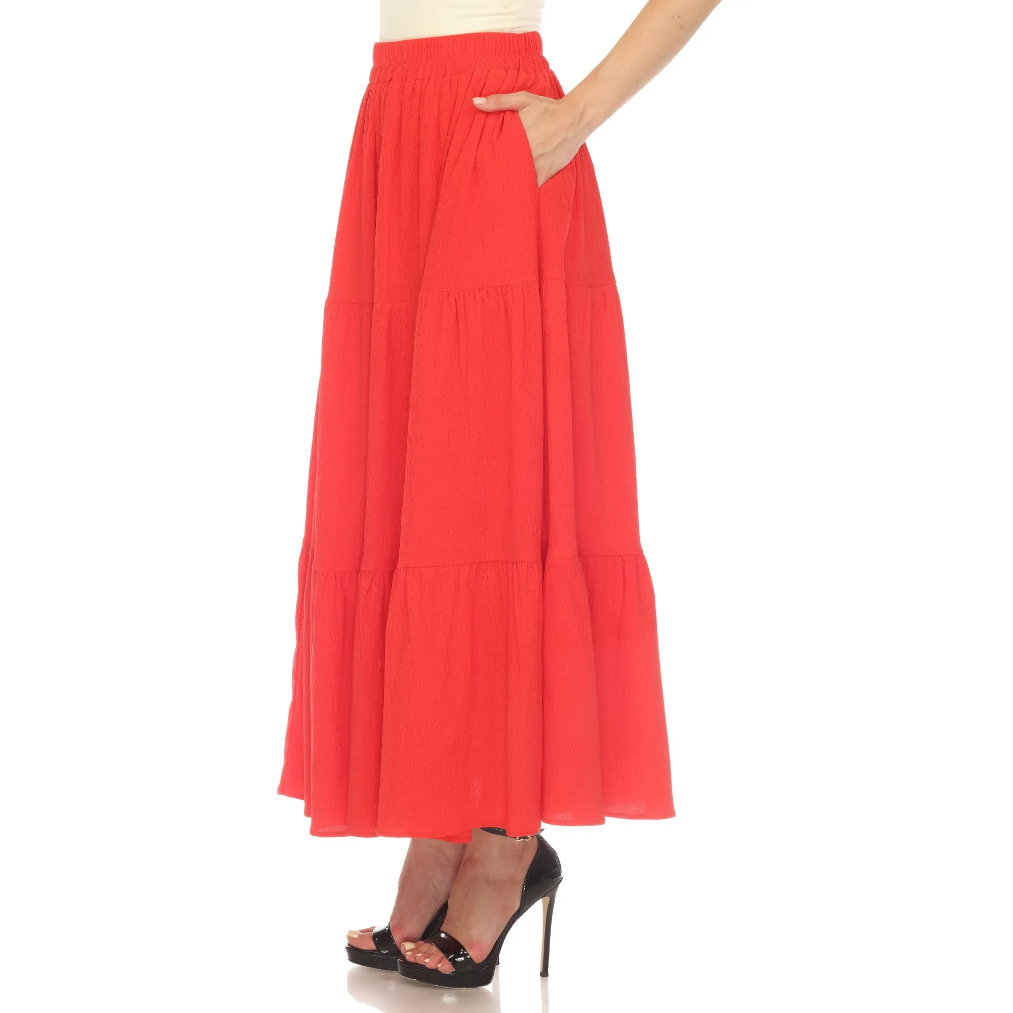 Pleated Tiered Maxi Skirt