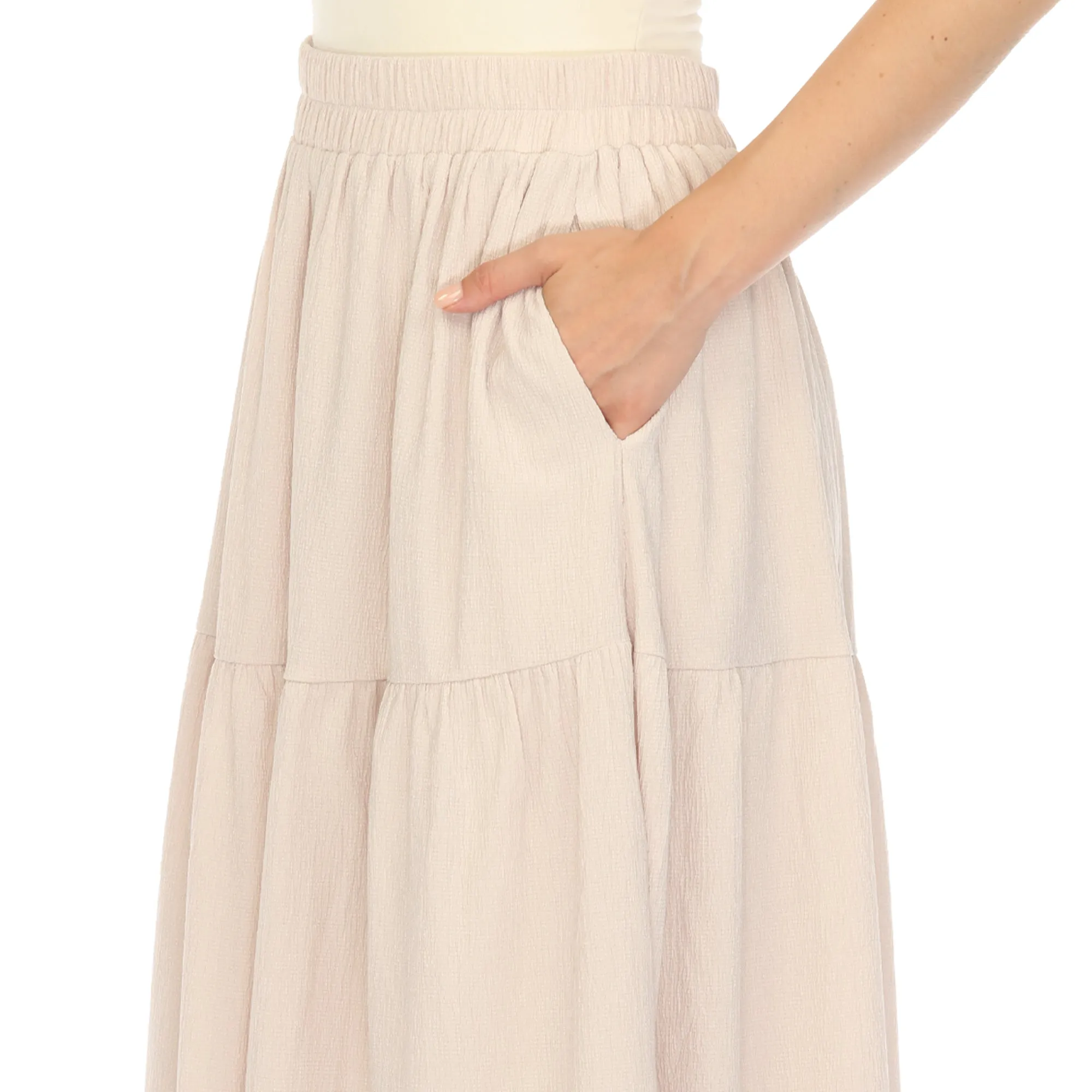 Pleated Tiered Maxi Skirt