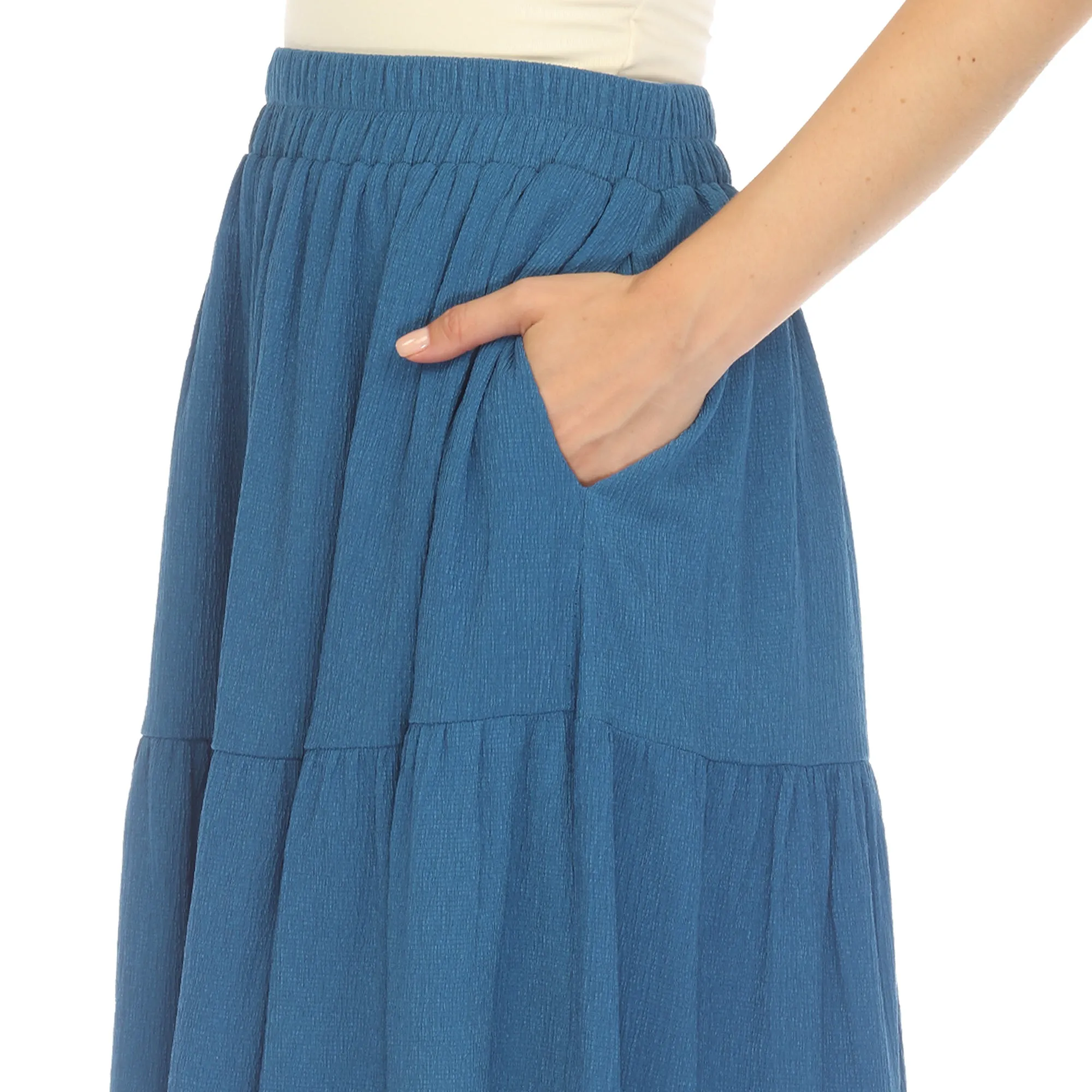 Pleated Tiered Maxi Skirt