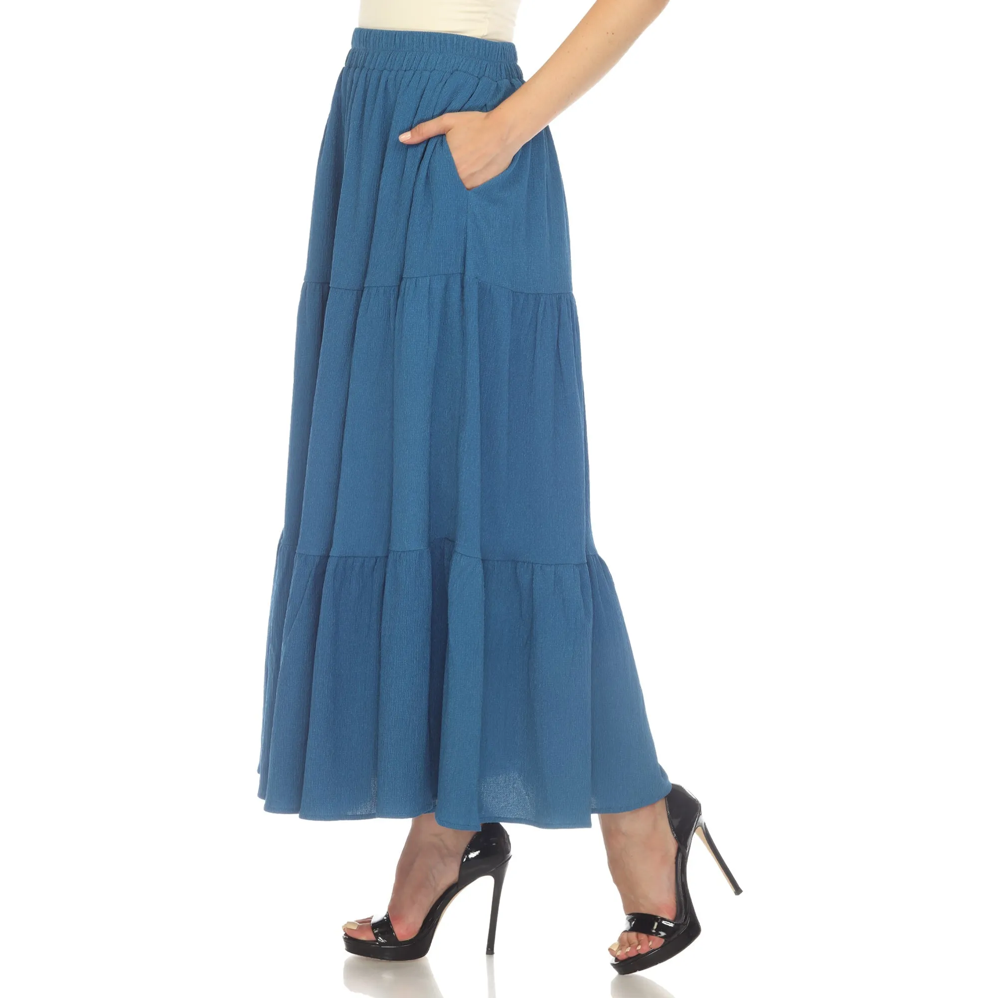 Pleated Tiered Maxi Skirt