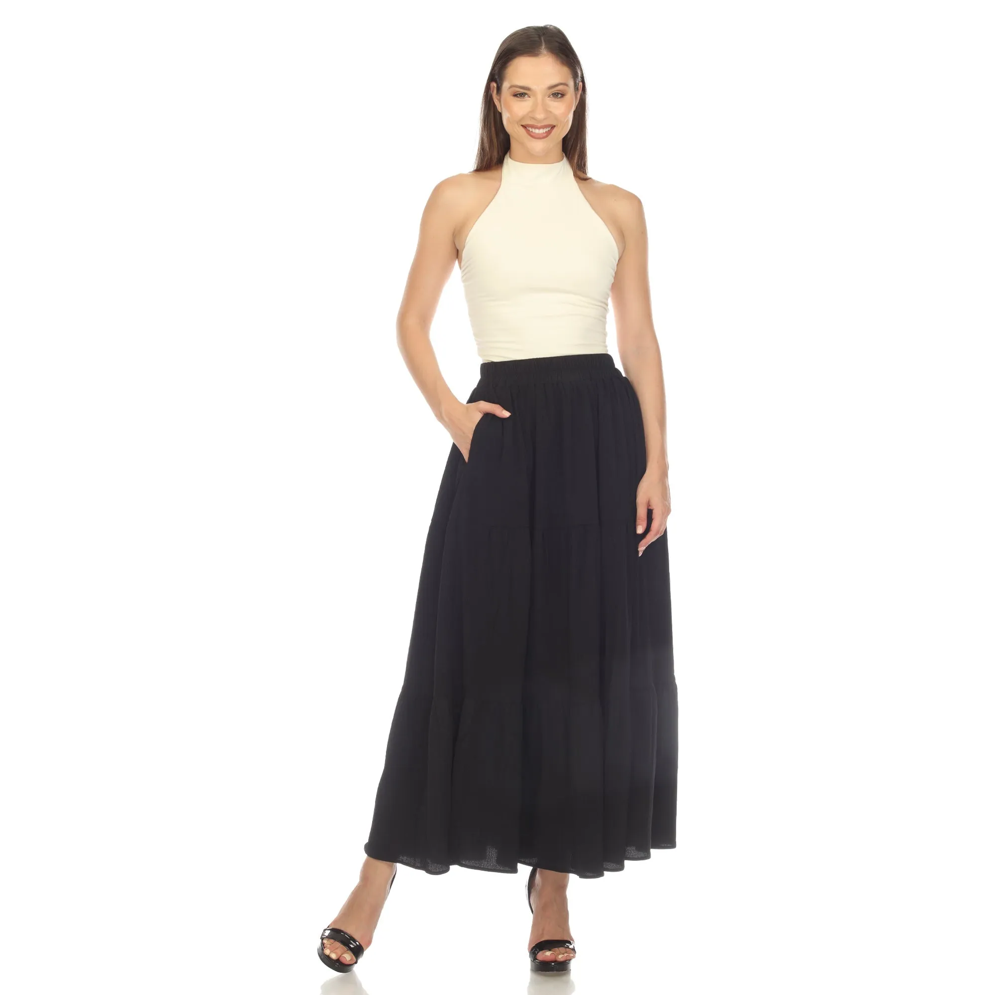 Pleated Tiered Maxi Skirt