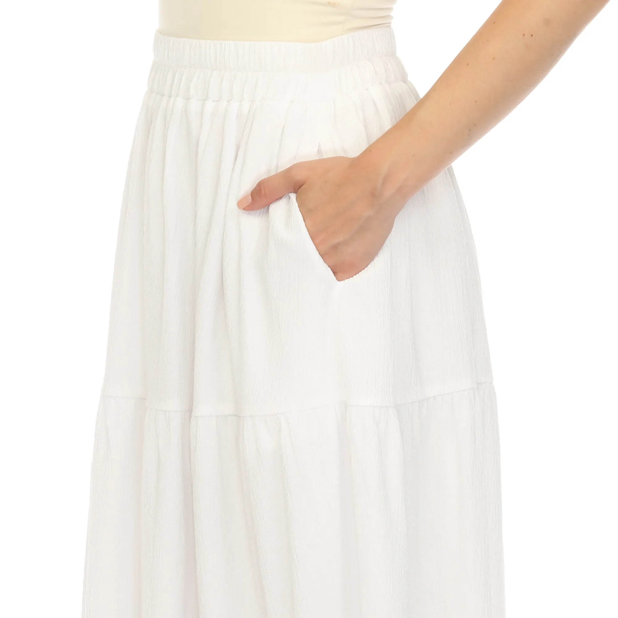 Pleated Tiered Maxi Skirt