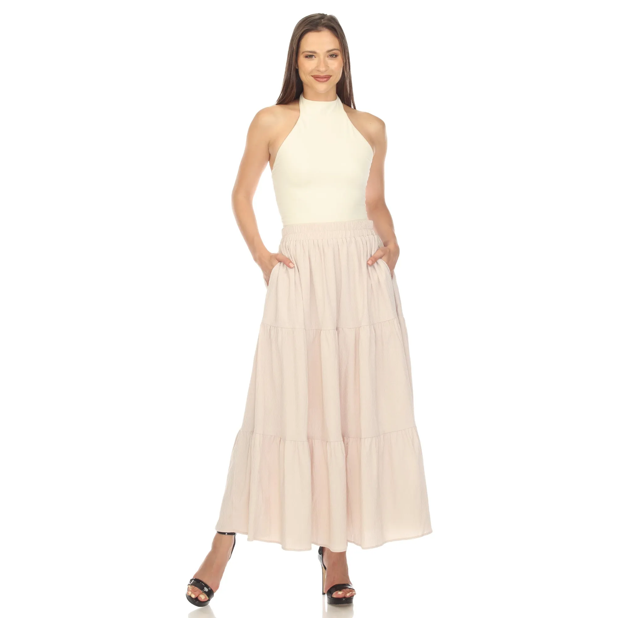 Pleated Tiered Maxi Skirt