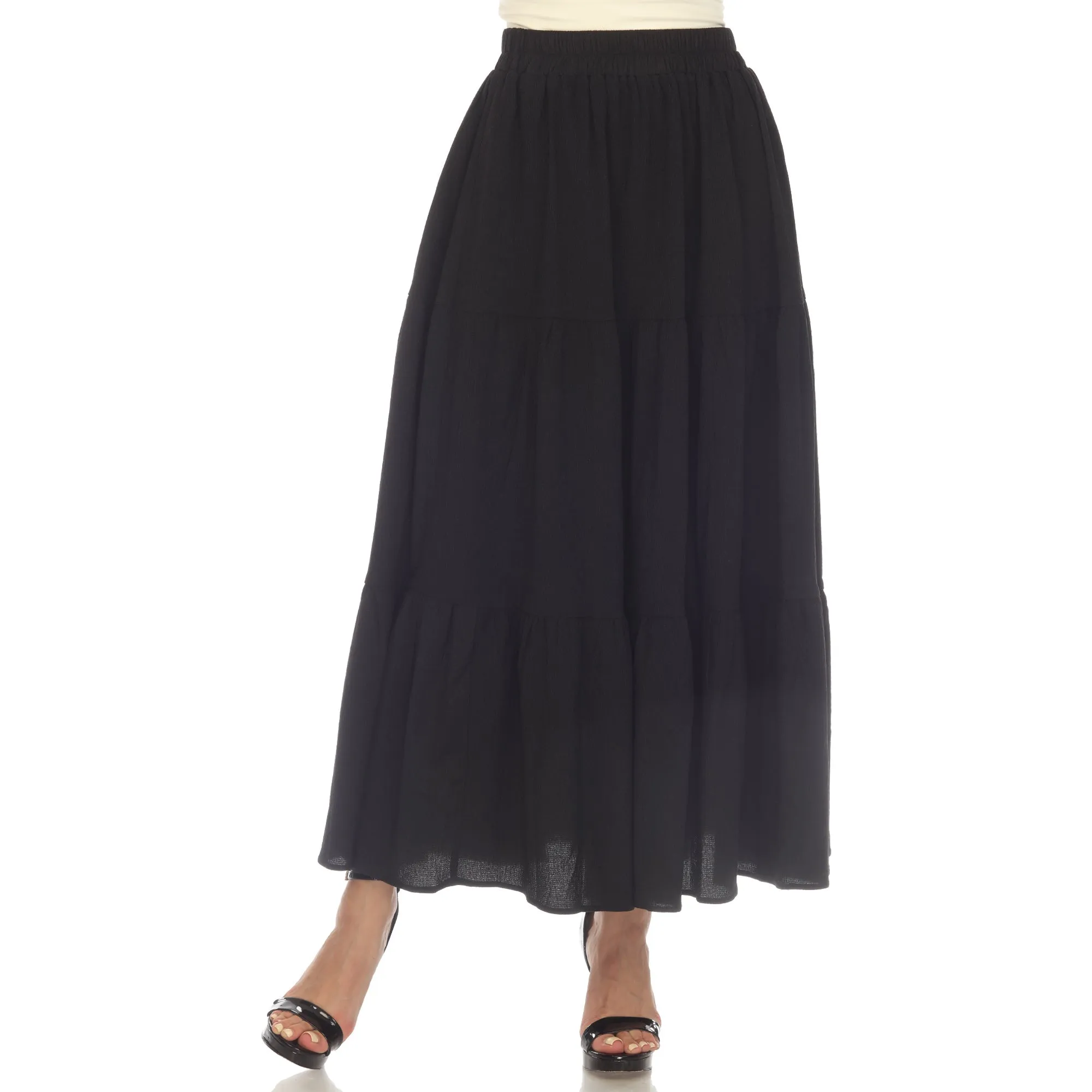 Pleated Tiered Maxi Skirt