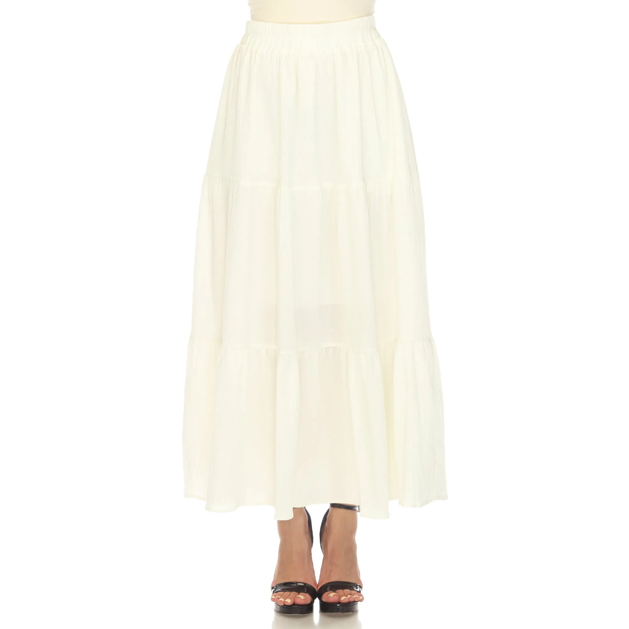 Pleated Tiered Maxi Skirt