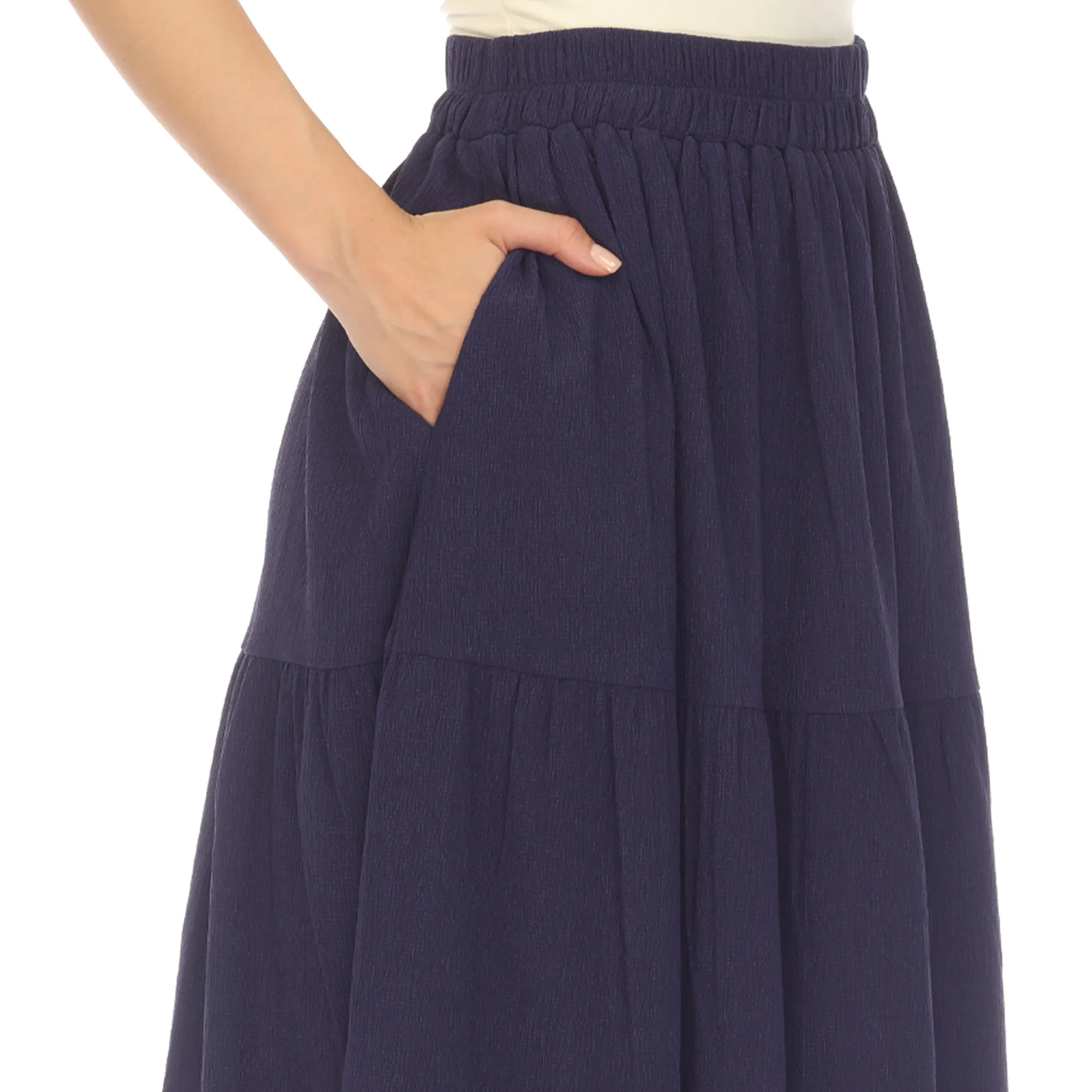 Pleated Tiered Maxi Skirt