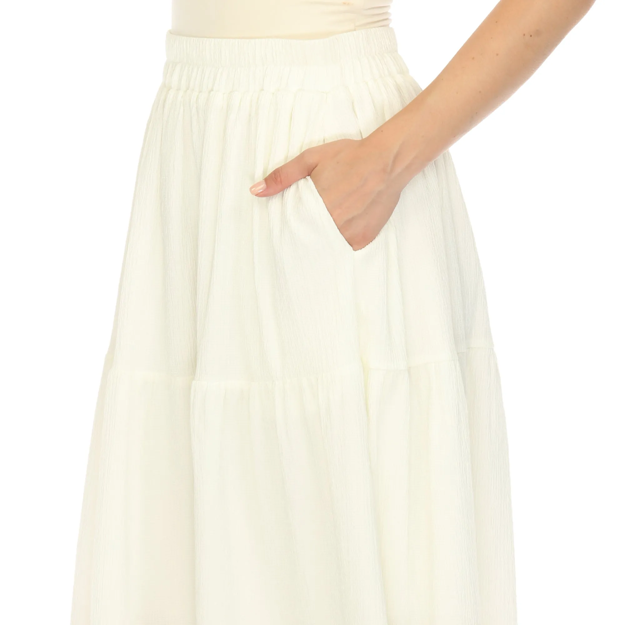 Pleated Tiered Maxi Skirt